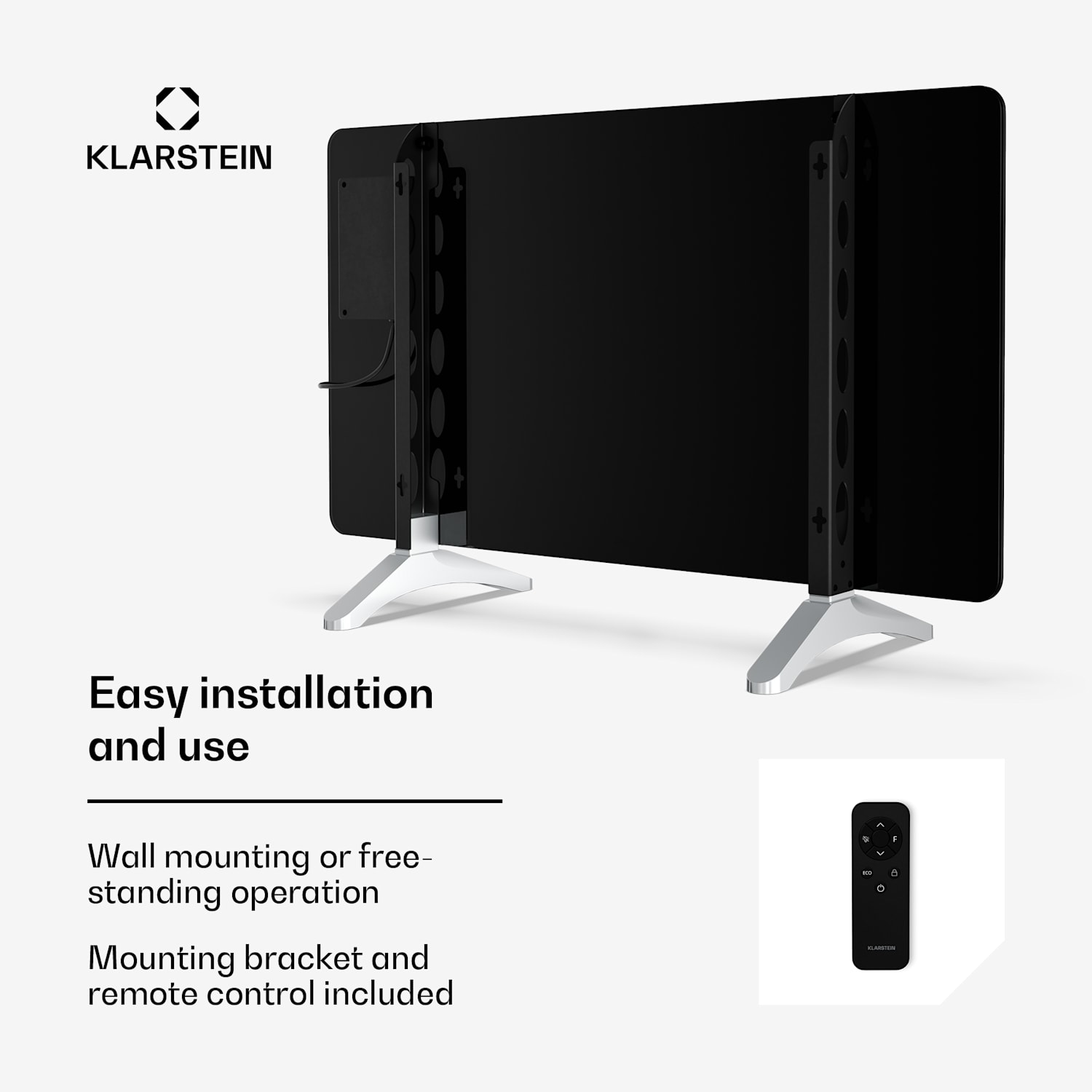 Wonderglass infrapunalämmitin | 480 W | 7 - 14 m² | Moderni lasimuotoilu | 90 cm x 58 cm 480 W | Musta