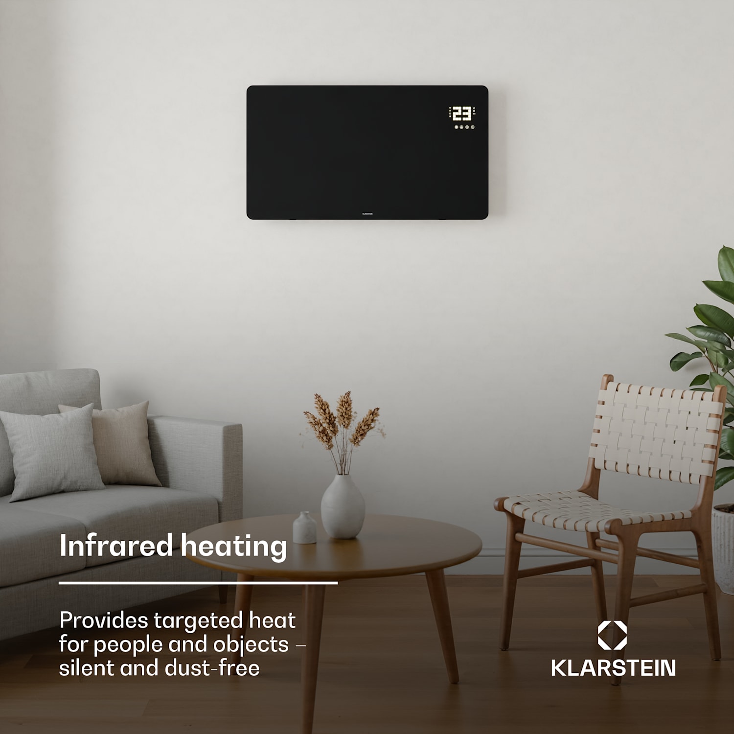 Wonderglass infrapunalämmitin | 480 W | 7 - 14 m² | Moderni lasimuotoilu | 90 cm x 58 cm 480 W | Musta