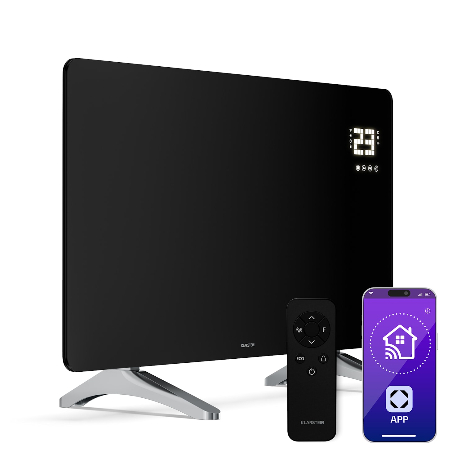 Wonderglass infracrvena ploča | 480 W | 7 - 14 m² | Moderan stakleni dizajn | 90 cm x 58 cm 480 W | Crna