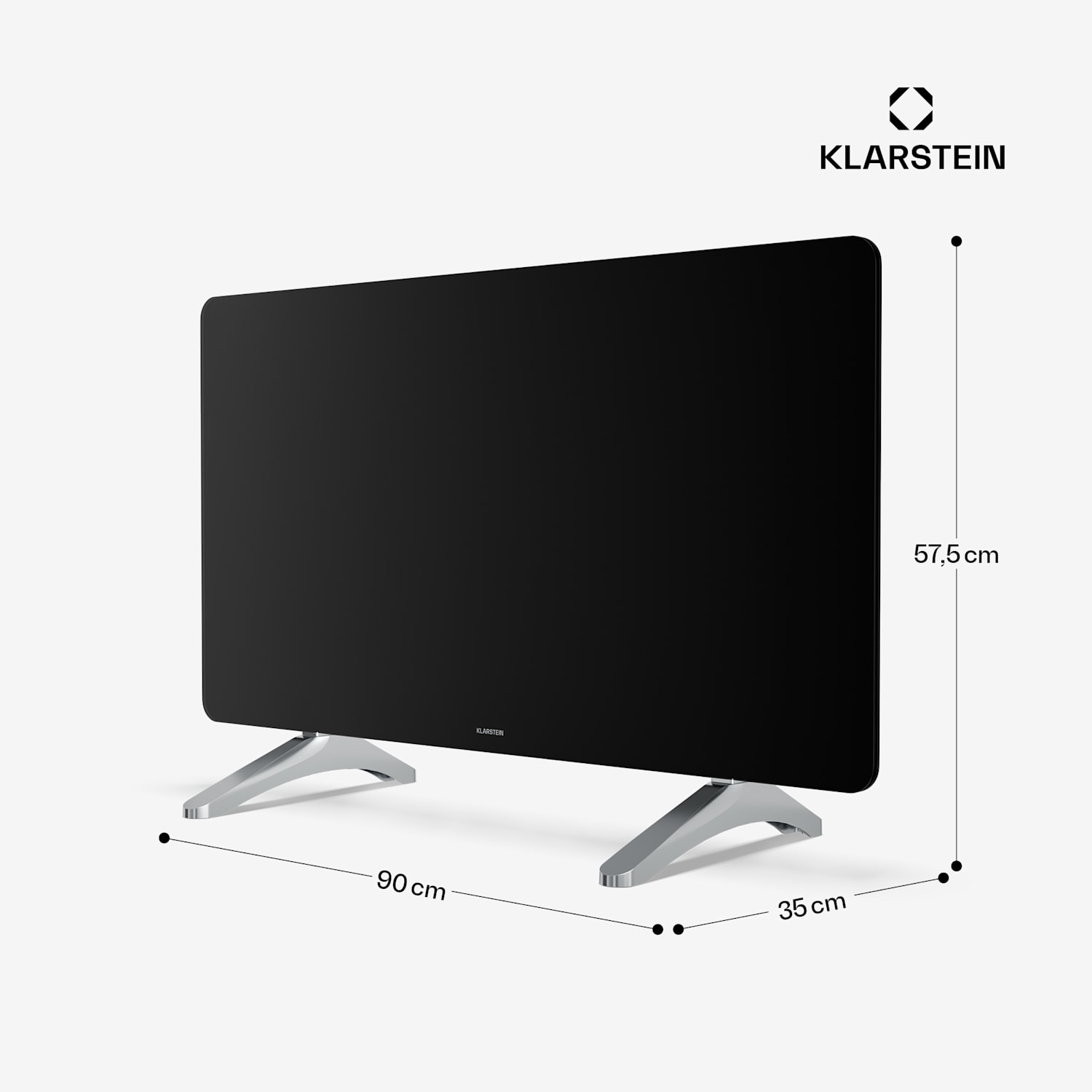 Wonderglass infracrvena ploča | 480 W | 7 - 14 m² | Moderan stakleni dizajn | 90 cm x 58 cm 480 W | Crna