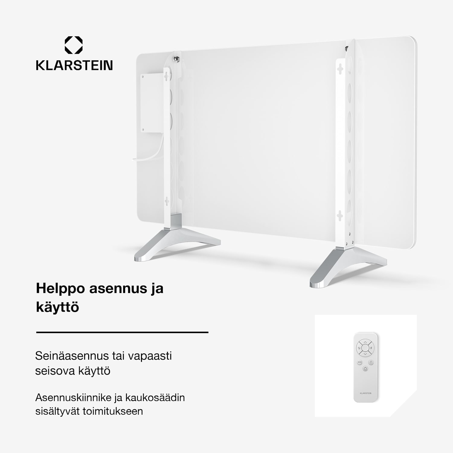 Wonderglass infrapunalämmitin | 480 W | 7 - 14 m² | Moderni lasimuotoilu | 90 cm x 58 cm 480 W | Valkoinen