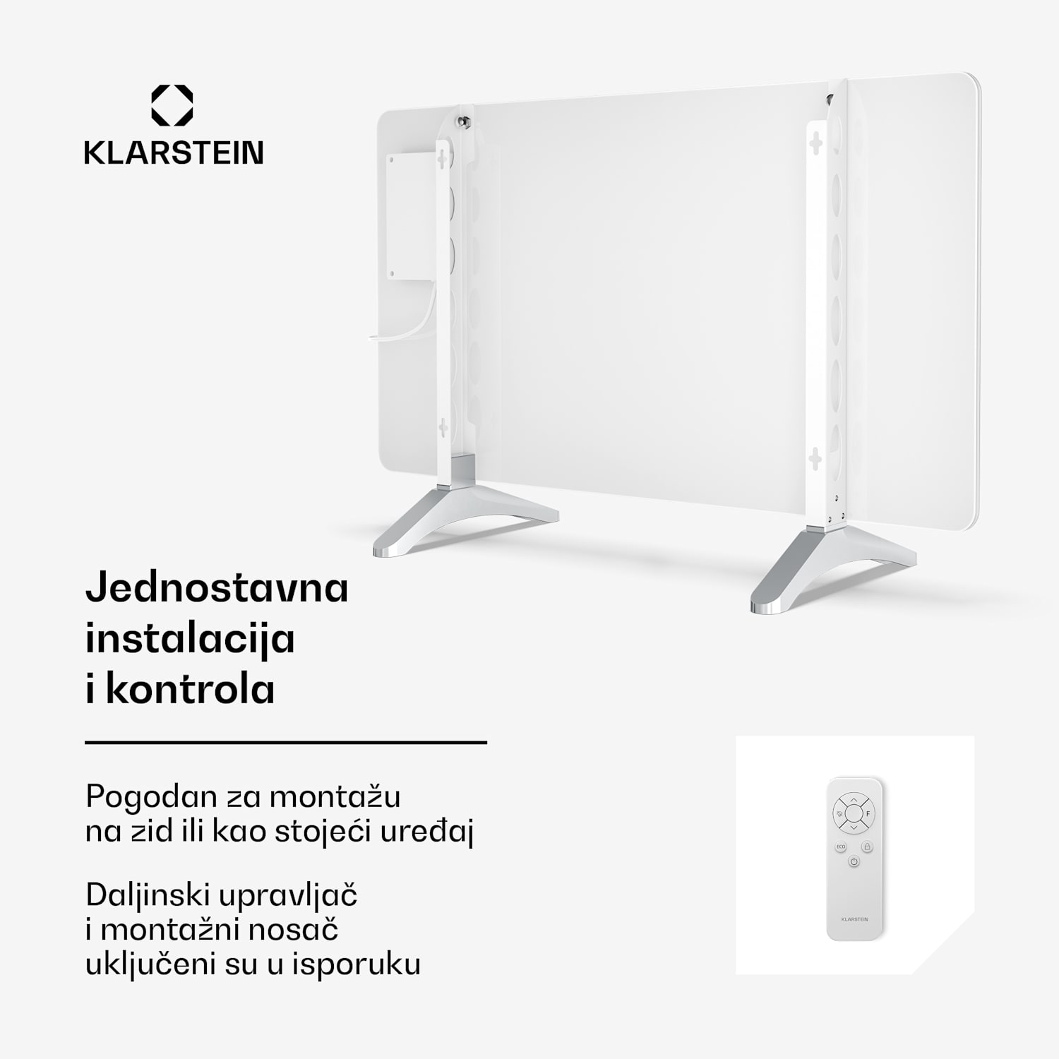 Wonderglass infracrvena ploča | 480 W | 7 - 14 m² | Moderan stakleni dizajn | 90 cm x 58 cm 480 W | Bijela