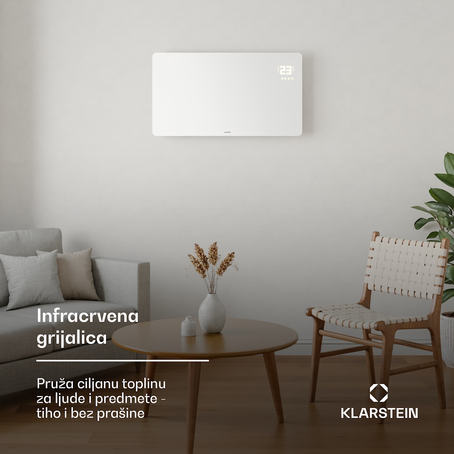 Wonderglass infracrvena ploča | 480 W | 7 - 14 m² | Moderan stakleni dizajn | 90 cm x 58 cm 480 W | Bijela