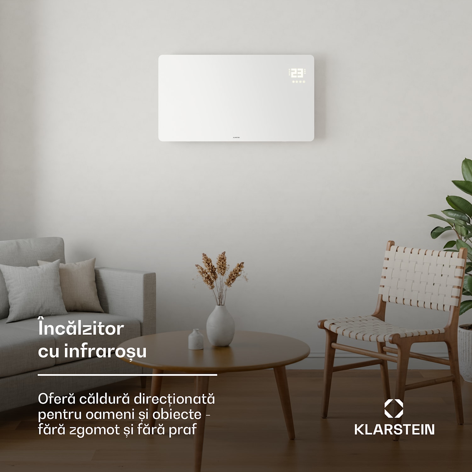 Panou infraroșu Wonderglass | 480 W | 7 - 14 m² | Design modern din sticlă | 90 cm x 58 cm 480 W | Alb