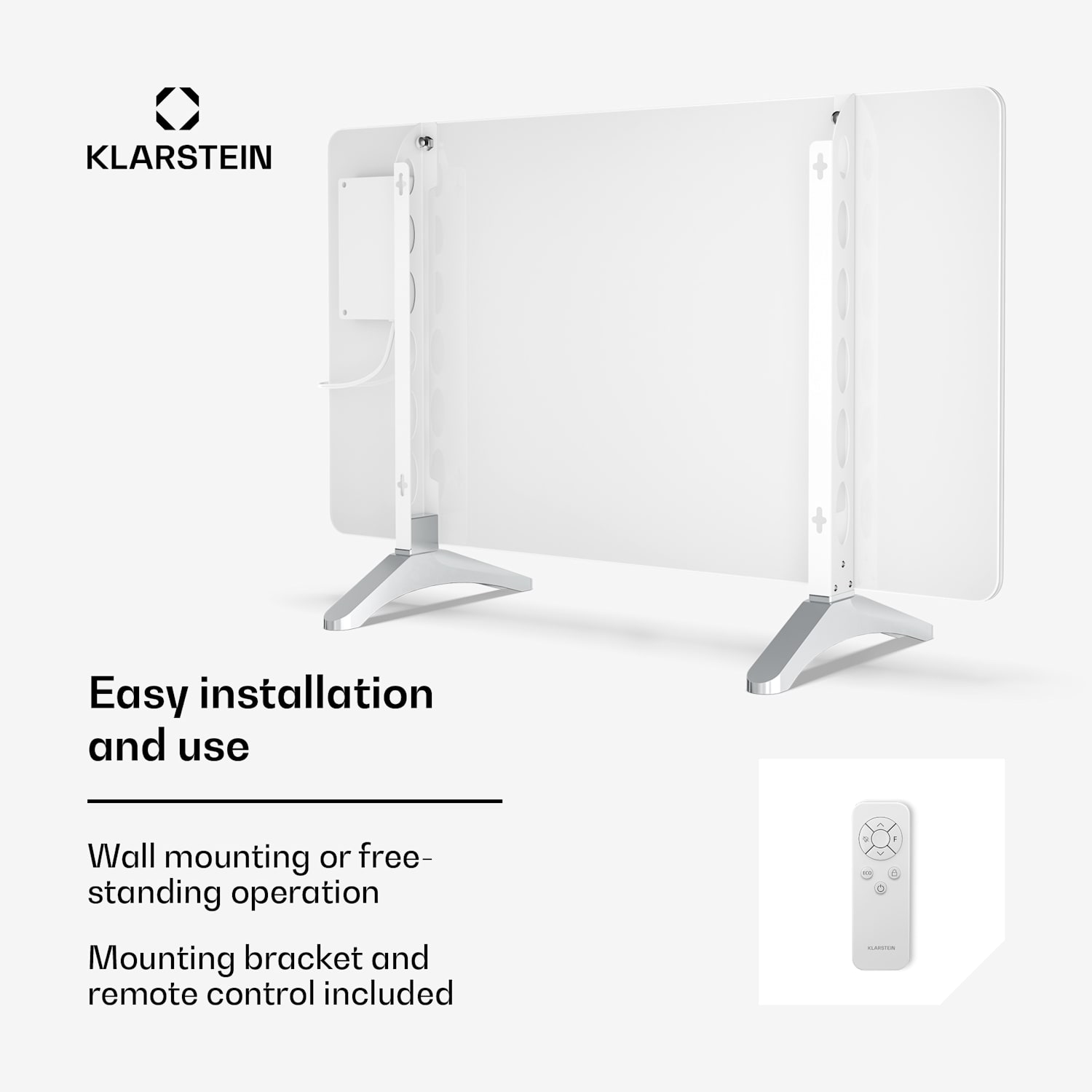 Wonderglass infrapunalämmitin | 480 W | 7 - 14 m² | Moderni lasimuotoilu | 90 cm x 58 cm 480 W | Valkoinen