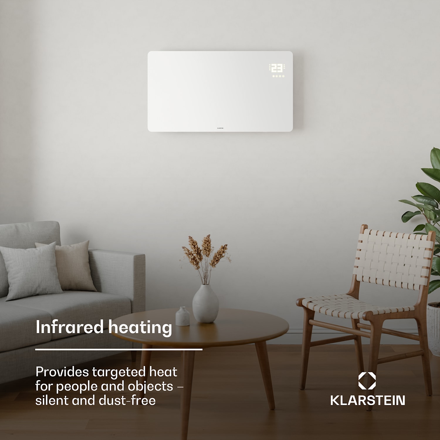 Wonderglass infrapunalämmitin | 480 W | 7 - 14 m² | Moderni lasimuotoilu | 90 cm x 58 cm 480 W | Valkoinen