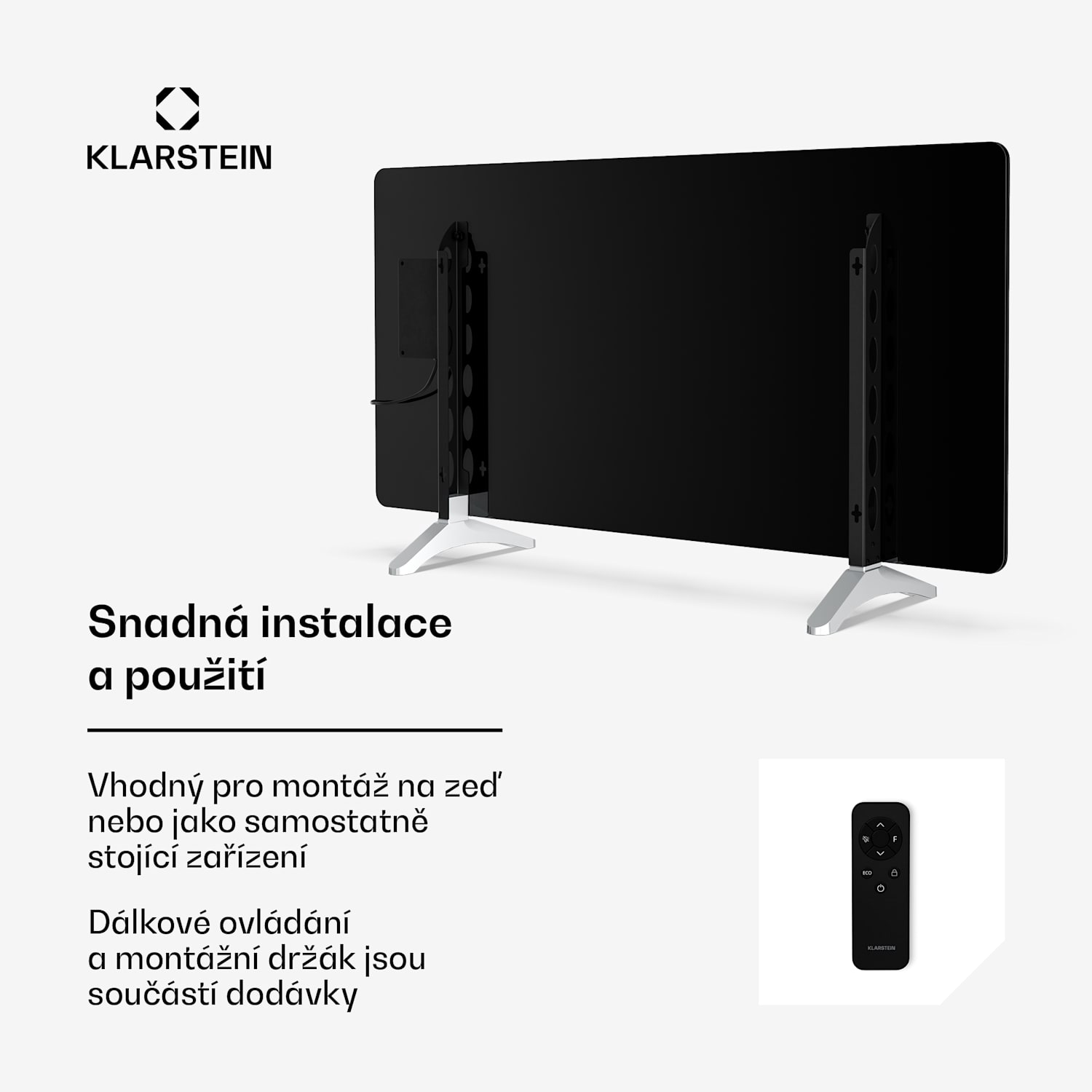 Wonderglass infračervený panel | 720 W | 3 - 7 m² | Moderní design skla | 120 x 68 cm 720 W | Černá