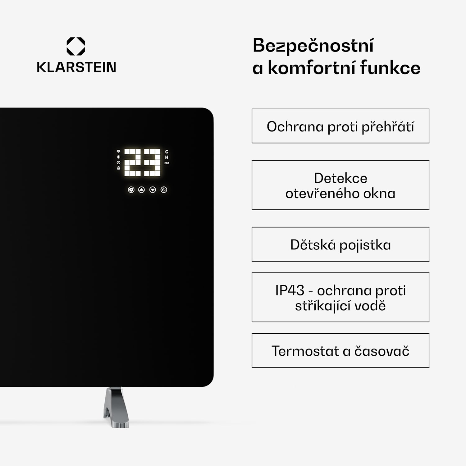 Wonderglass infračervený panel | 720 W | 3 - 7 m² | Moderní design skla | 120 x 68 cm 720 W | Černá