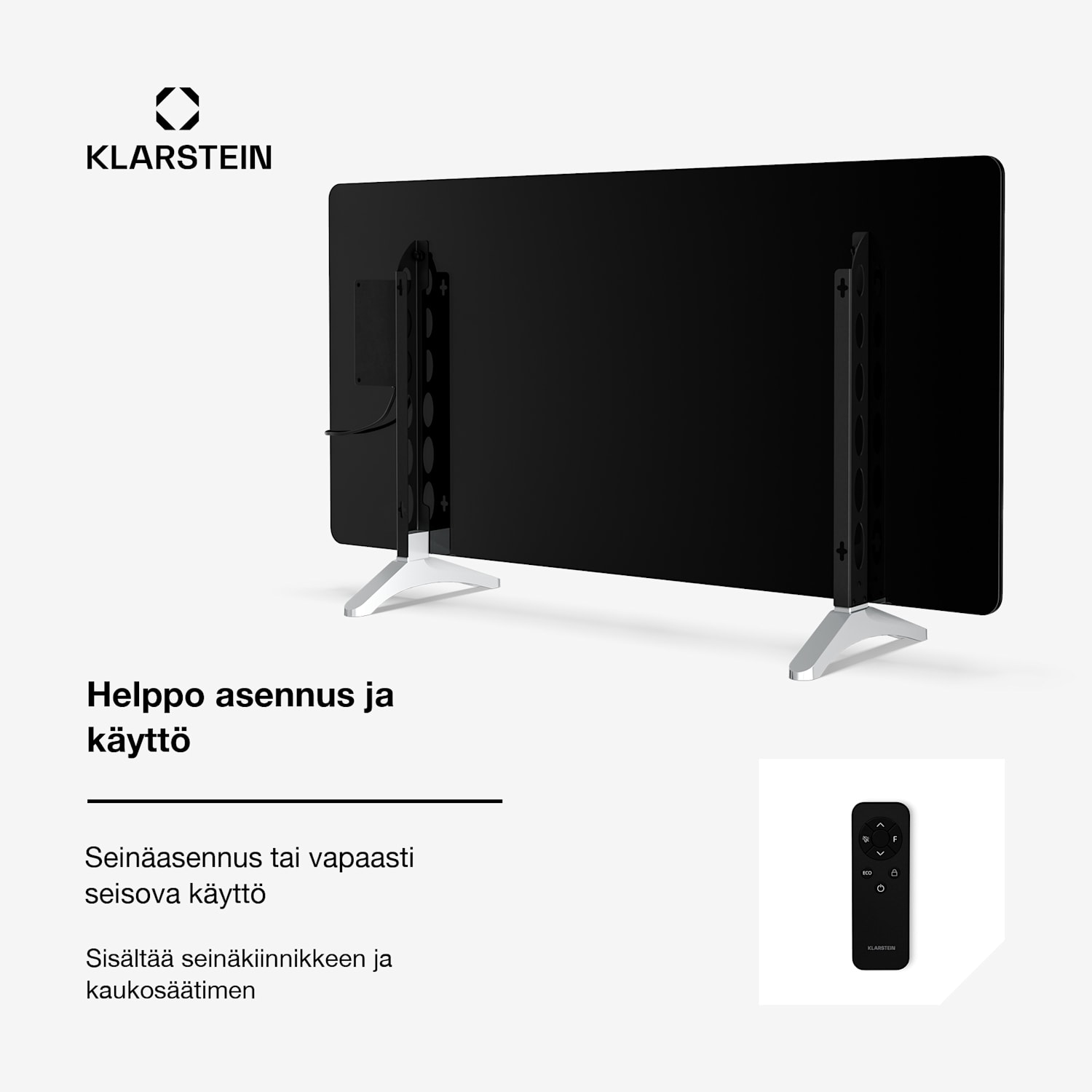 Wonderglass infrapunasäleikkö | 720 W | 3 - 7 m² | Moderni lasimuotoilu | 120 cm x 68 cm 720 W | Musta