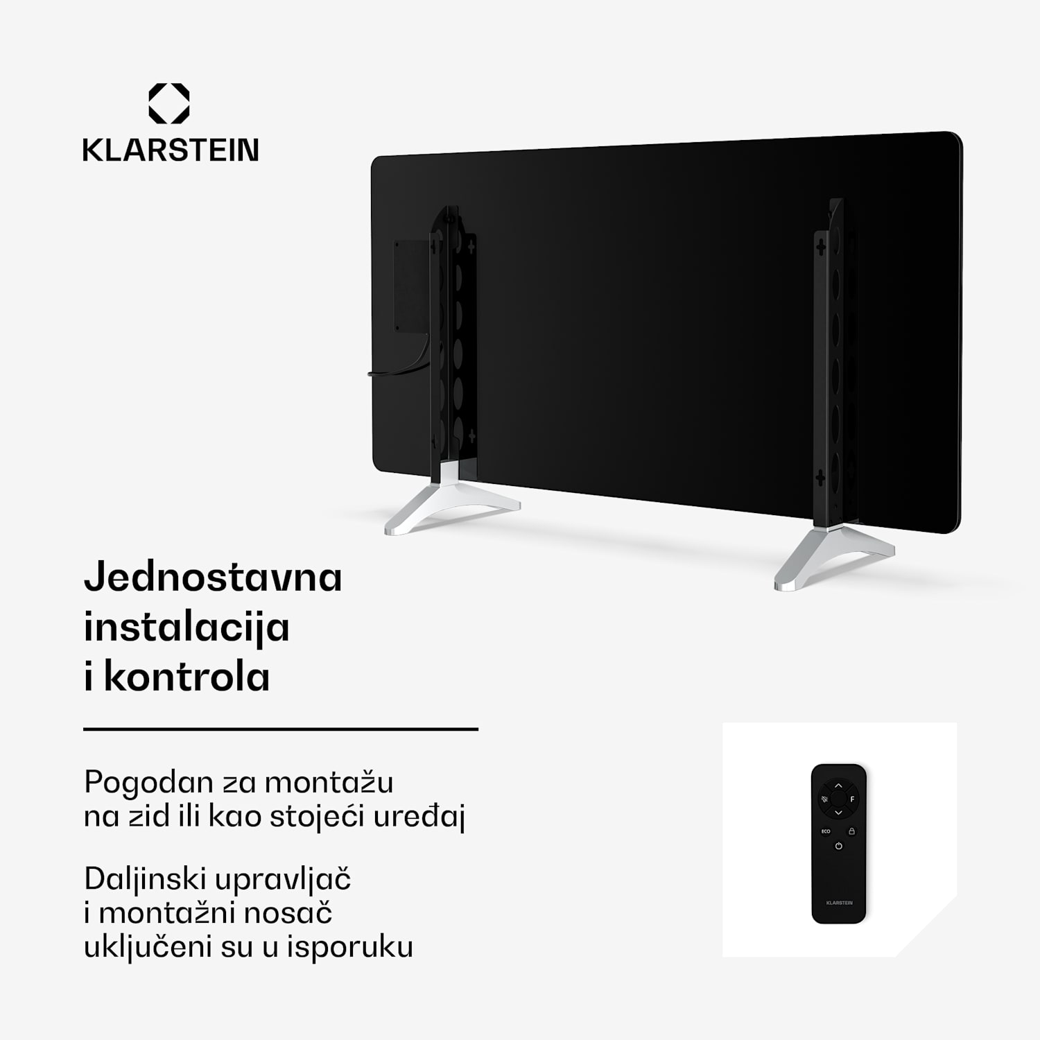 Wonderglass infracrvena ploča | 720 W | 3 - 7 m² | Moderan stakleni dizajn | 120 cm x 68 cm 720 W | Crna