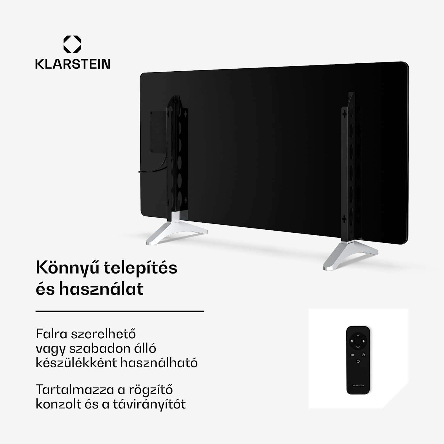 Wonderglass infravörös panel | 720 W | 3 - 7 m² | Modern üveg design | 120 cm x 68 cm 720 W | Fekete