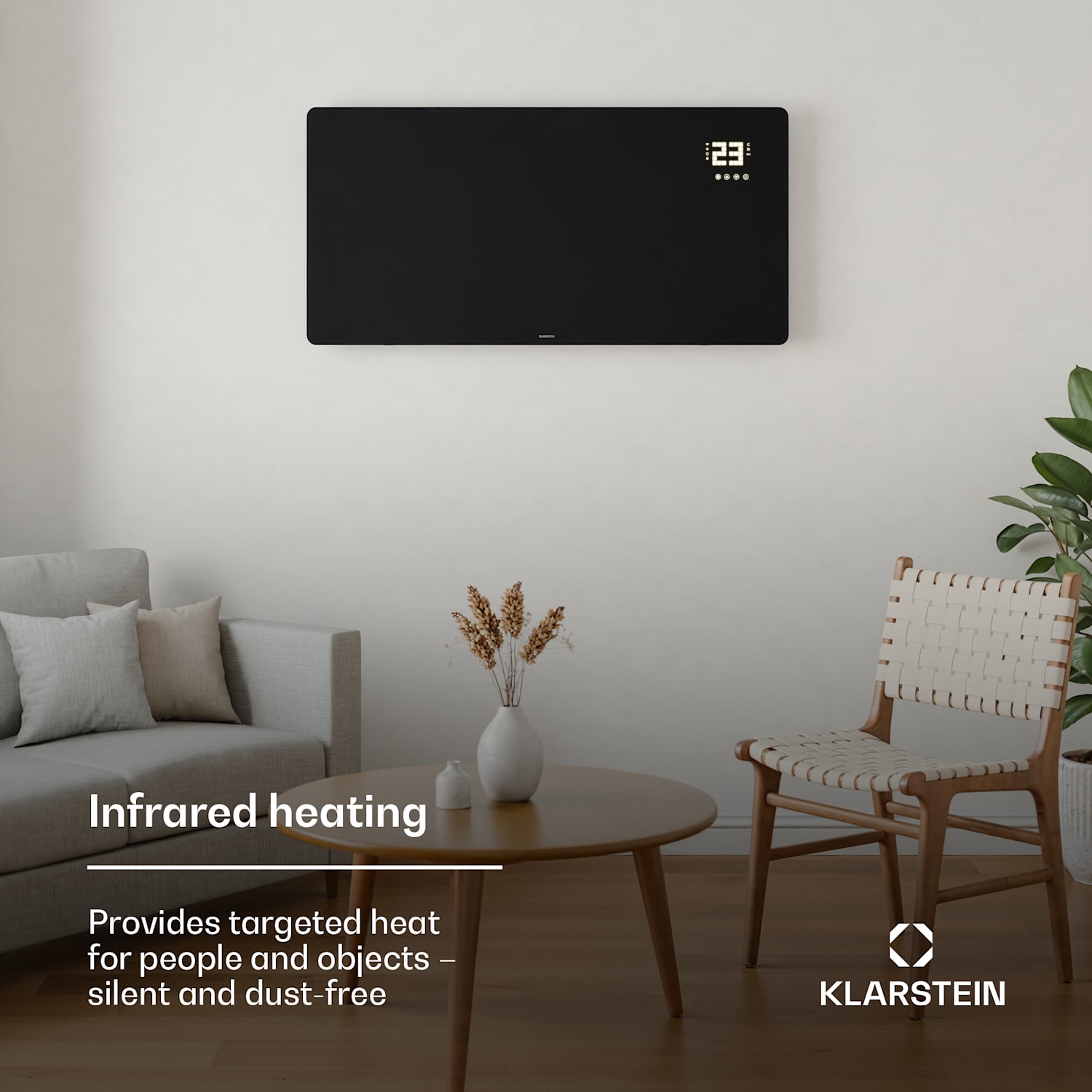 Wonderglass infrapunalämmitin | 720 W | 3 - 7 m² | Moderni lasimuotoilu | 120 cm x 68 cm 720 W | Musta