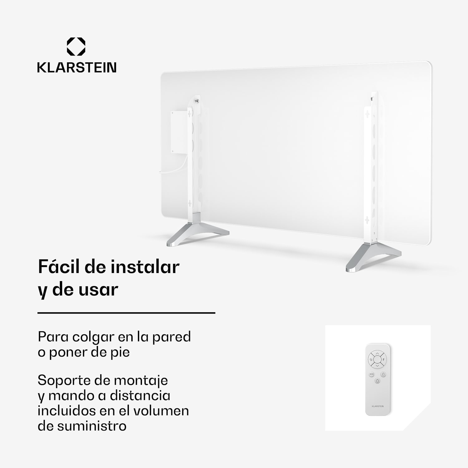 Wonderglass panel infrarrojo | 720 W | 8 - 15 m² | Diseño moderno de vidrio | 120 cm x 68 cm 720 W | Blanco