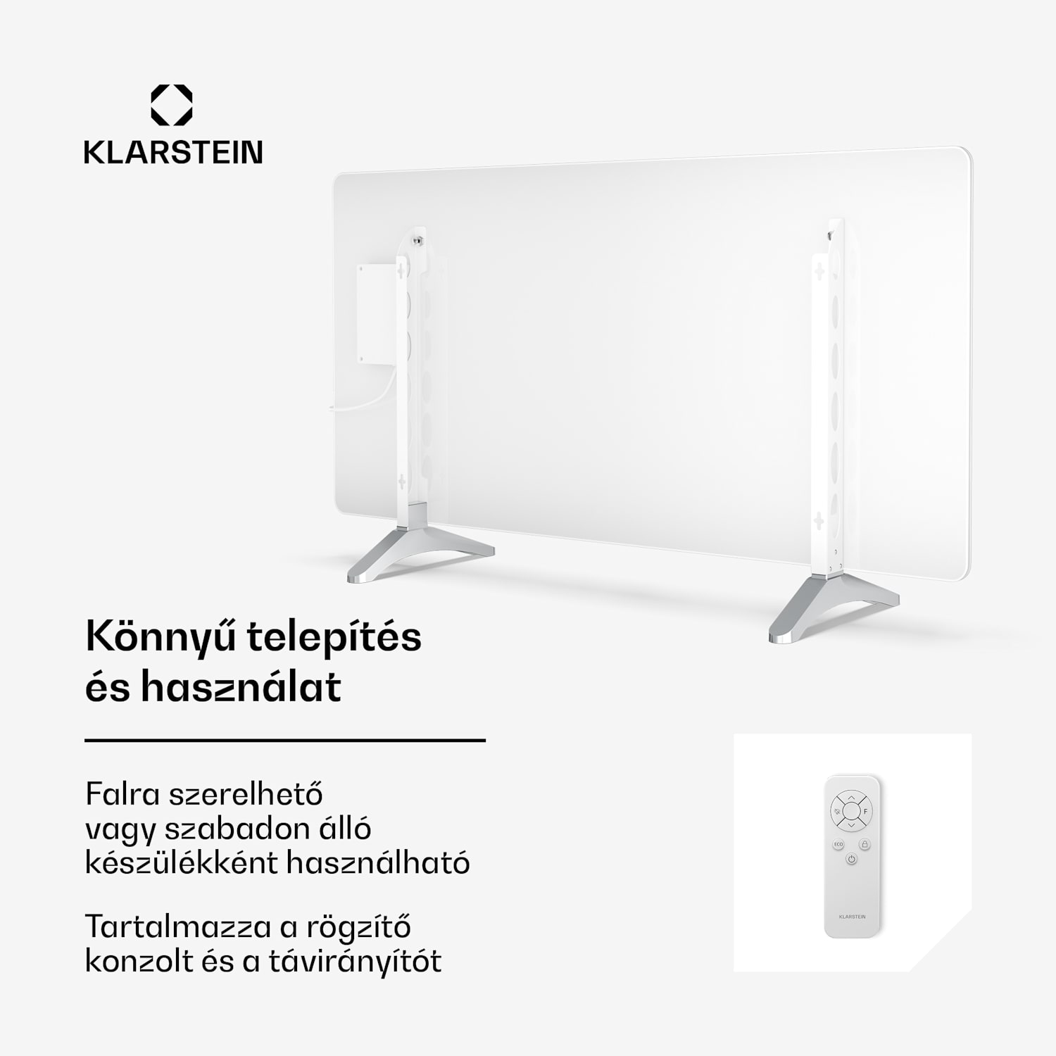 Wonderglass infravörös panel | 720 W | 8 - 15 m² | Modern üveg design | 120 cm x 68 cm 720 W | Fehér