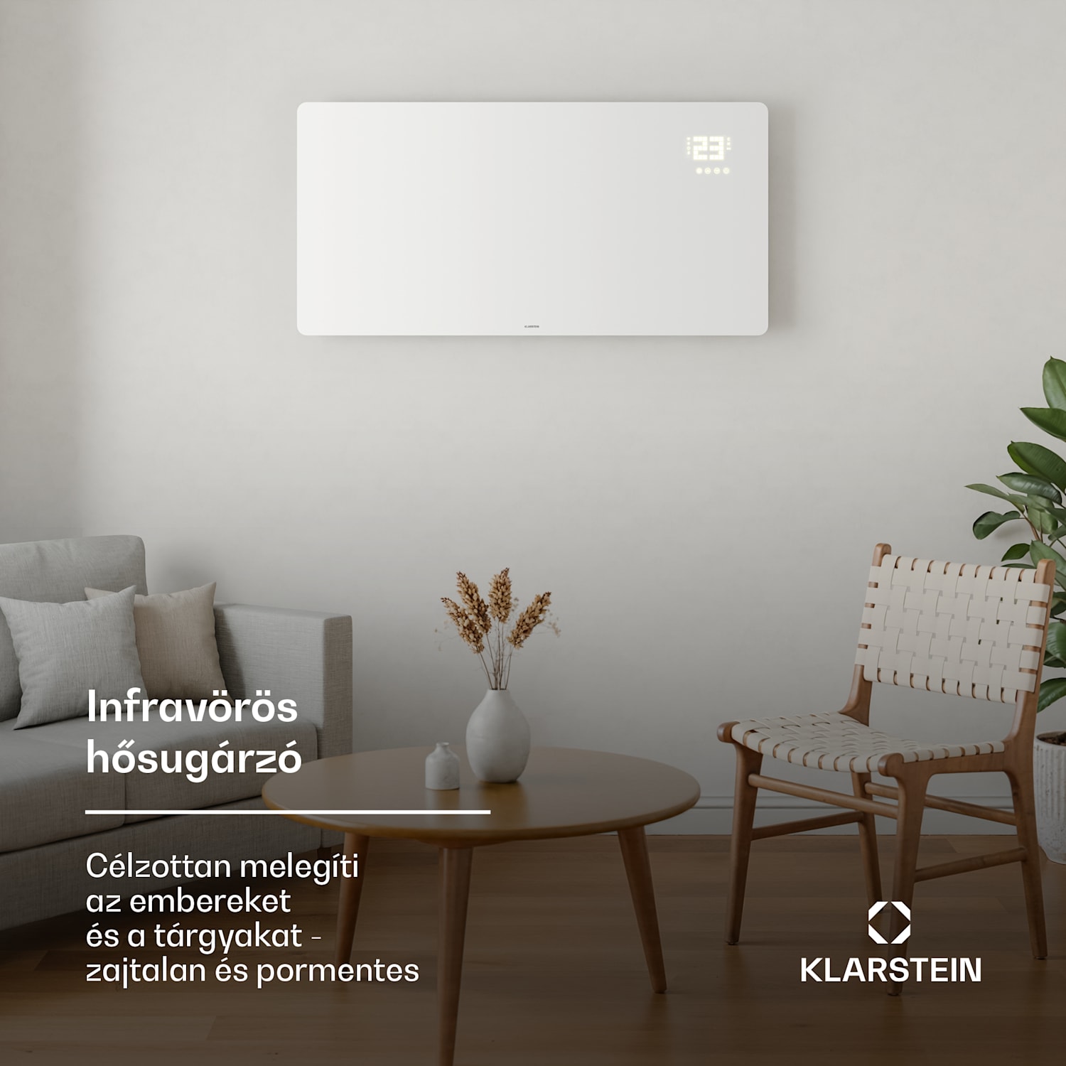 Wonderglass infravörös panel | 720 W | 8 - 15 m² | Modern üveg design | 120 cm x 68 cm 720 W | Fehér