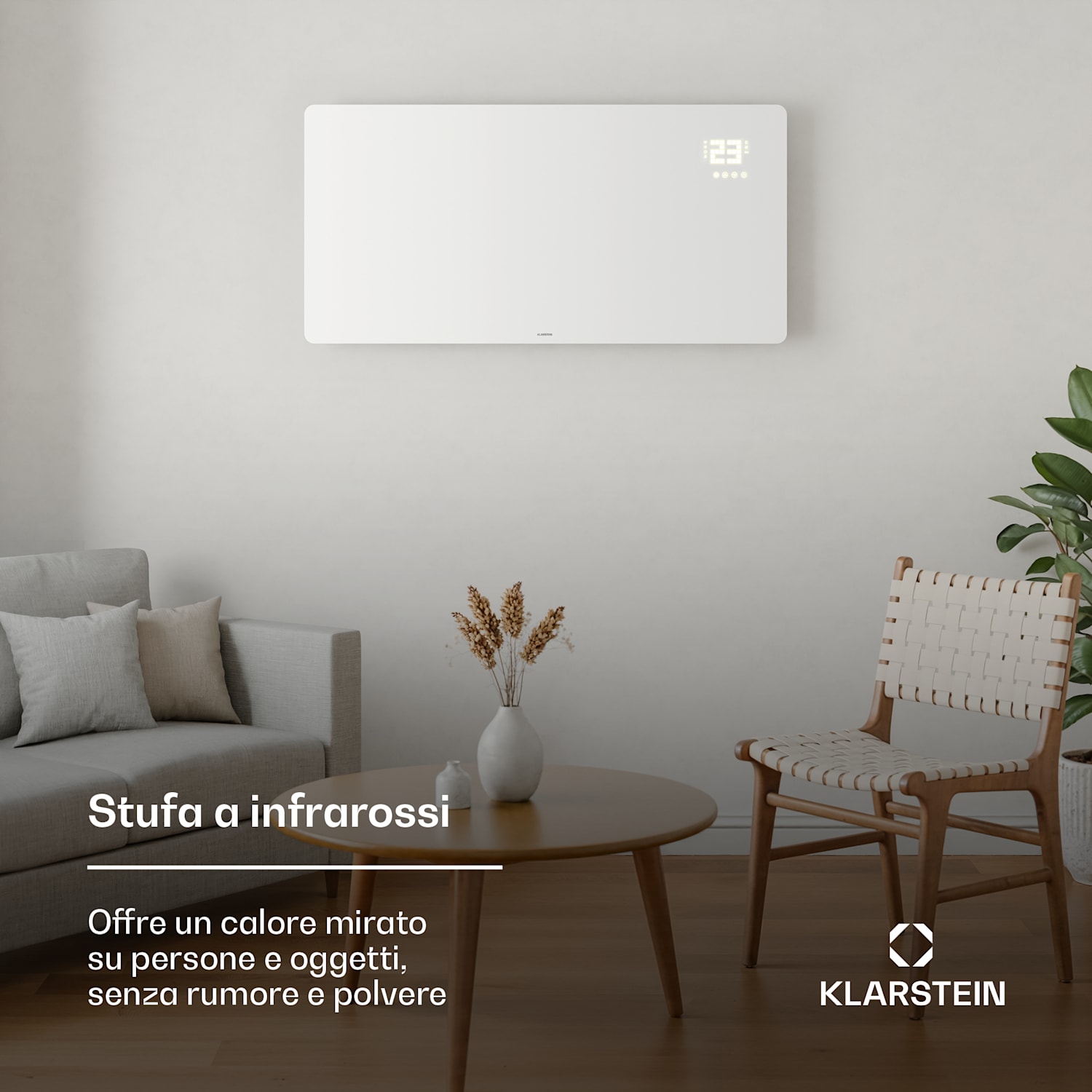 Wonderglass - Pannello a infrarossi | 720 W | 8 - 15 m² | Design moderno in vetro | 120 x 68 cm 720 W | Bianco