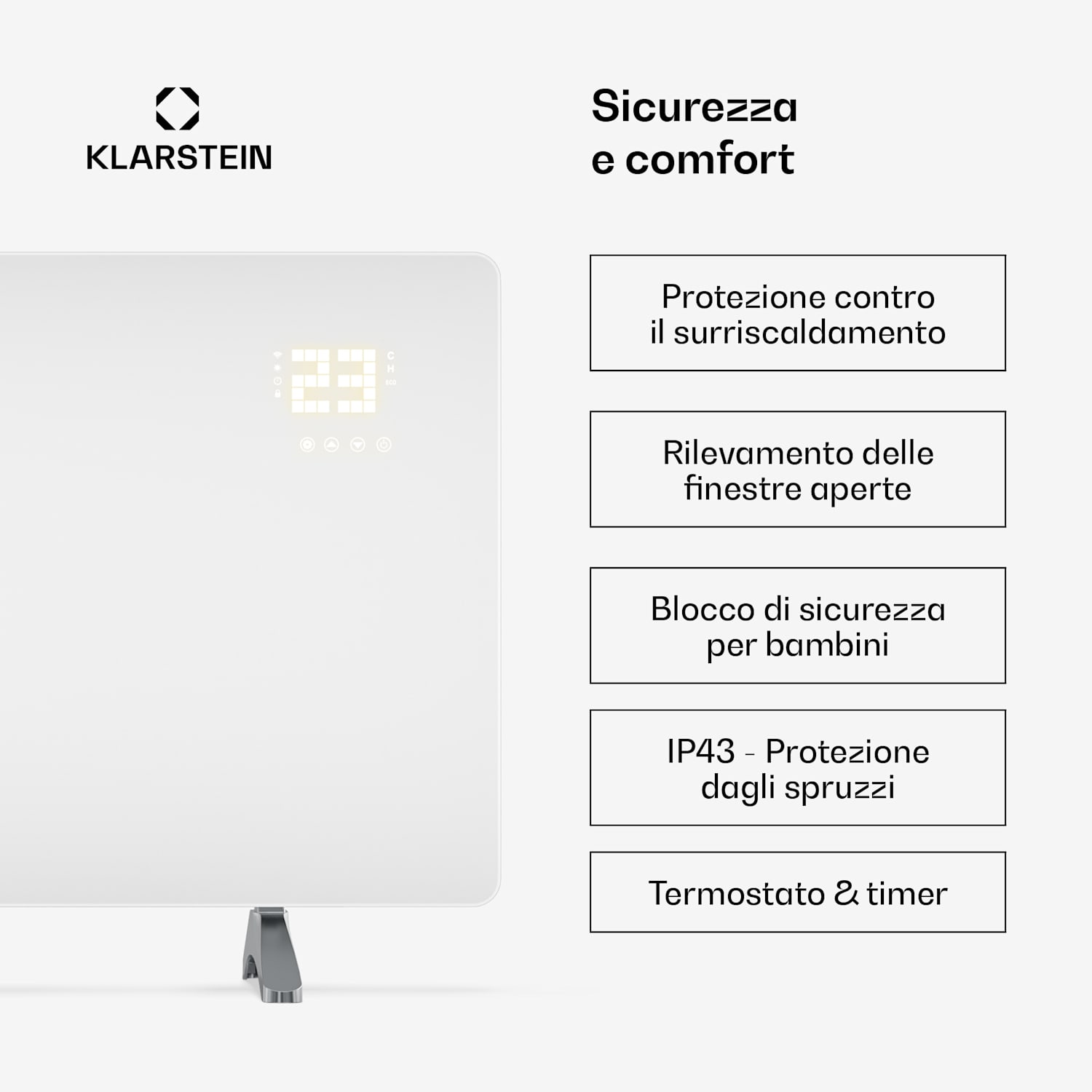 Wonderglass - Pannello a infrarossi | 720 W | 8 - 15 m² | Design moderno in vetro | 120 x 68 cm 720 W | Bianco