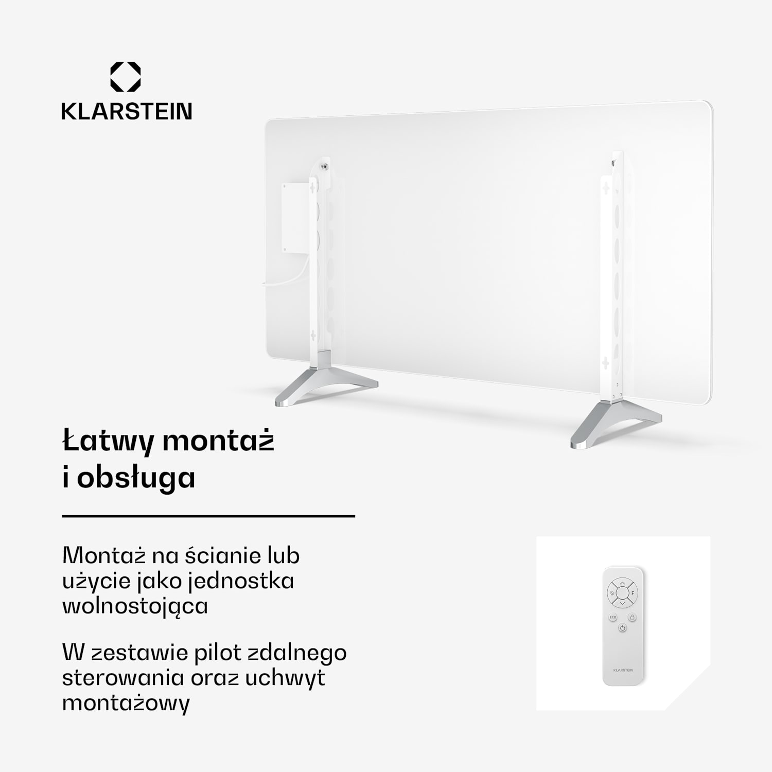 Wonderglass panel grzewczy na podczerwień | 720 W | 8 - 15 m² | Nowoczesny szklany wygląd | 120 x 68 cm 720 W | Biały
