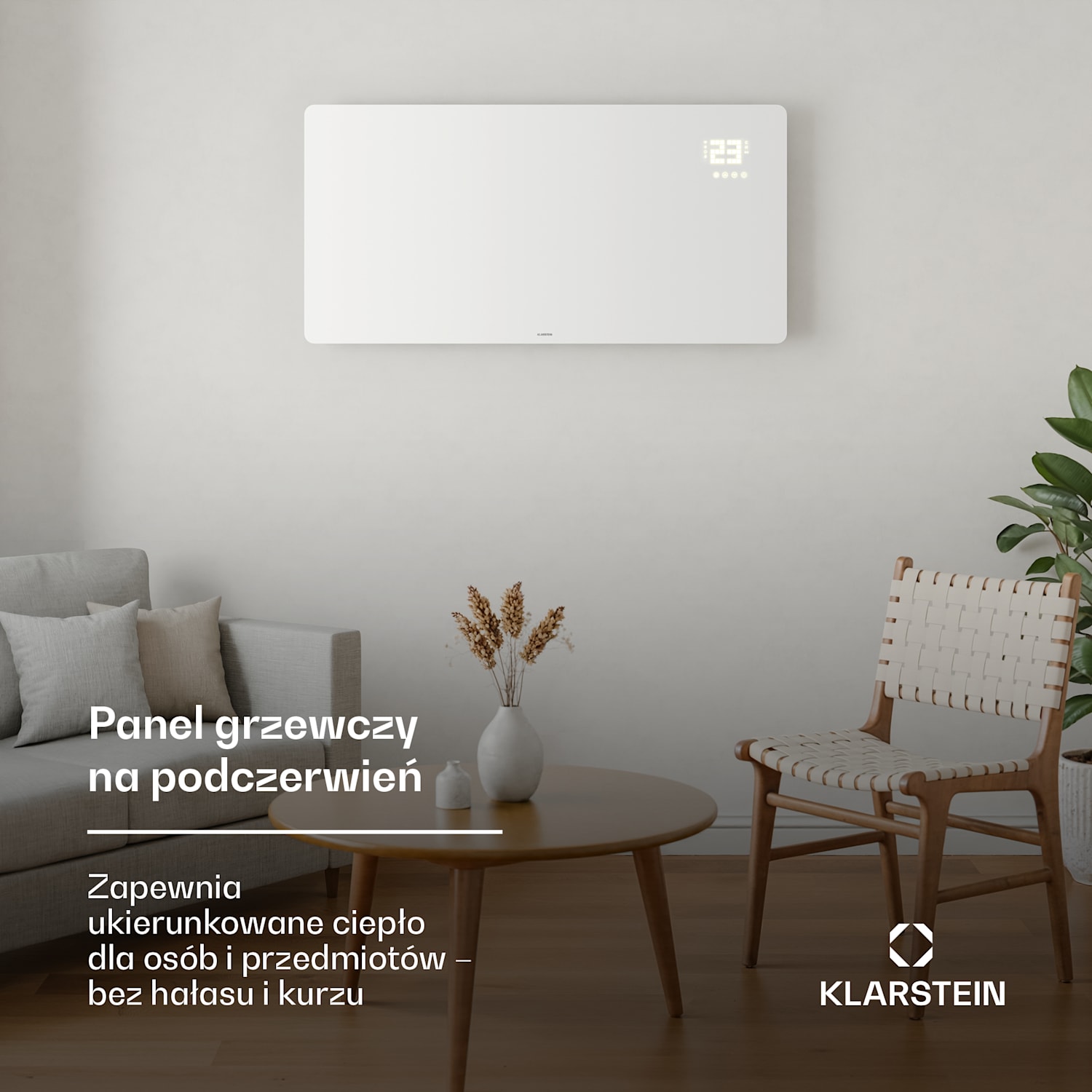 Wonderglass panel grzewczy na podczerwień | 720 W | 8 - 15 m² | Nowoczesny szklany wygląd | 120 x 68 cm 720 W | Biały