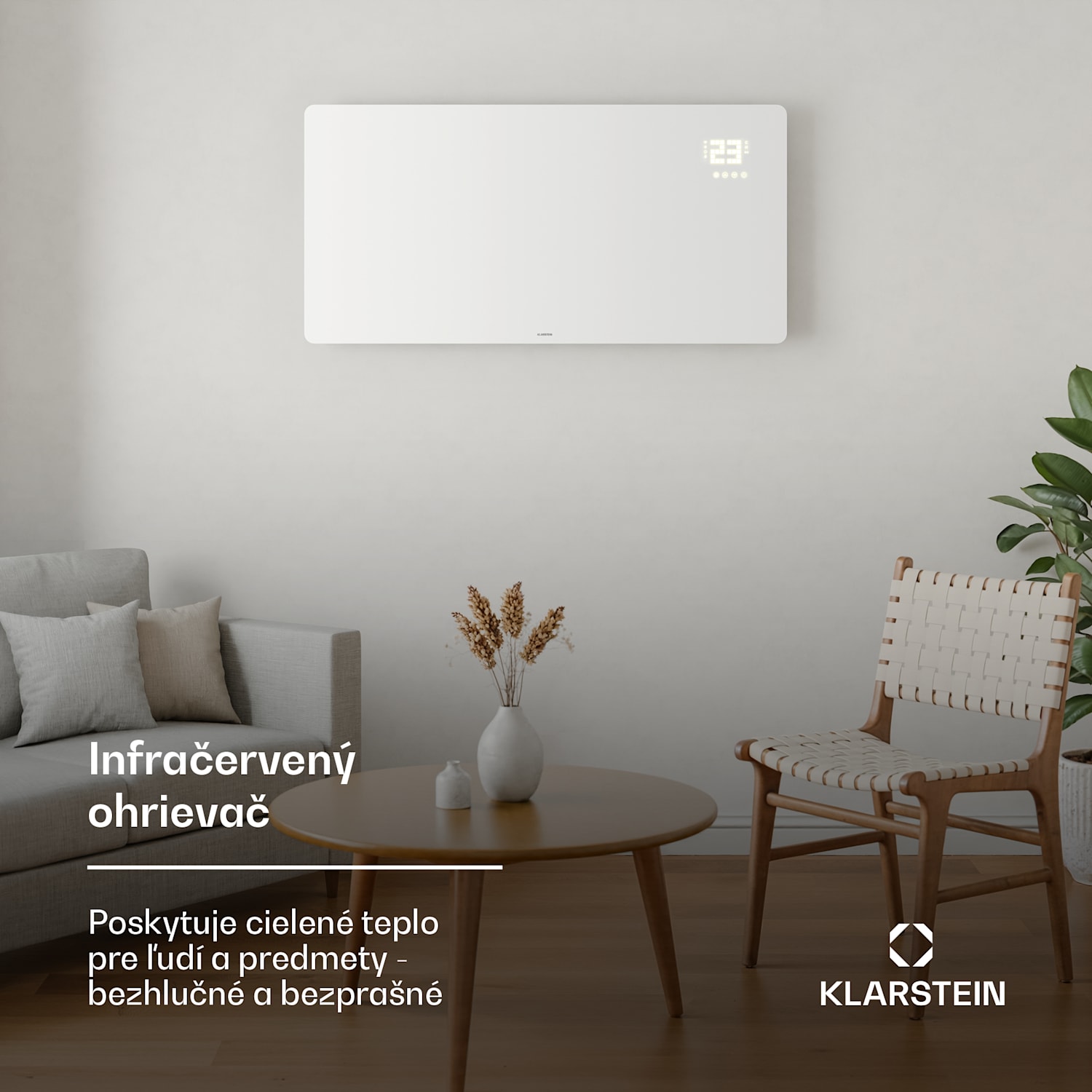 Wonderglass infračervený panel | 720 W | 8 - 15 m² | Moderný sklenený dizajn | 120 cm x 68 cm 720 W | Biela