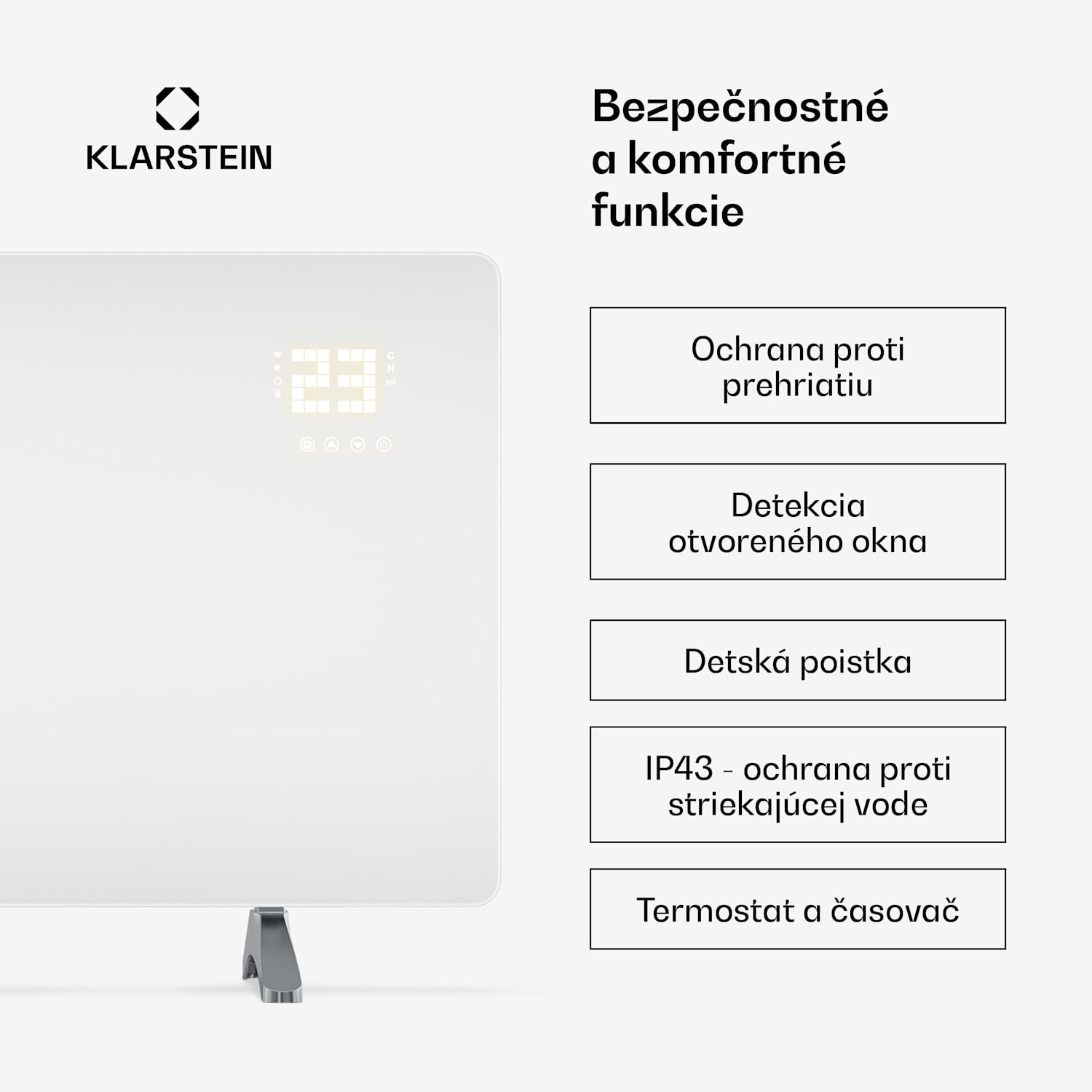 Wonderglass infračervený panel | 720 W | 8 - 15 m² | Moderný sklenený dizajn | 120 cm x 68 cm 720 W | Biela