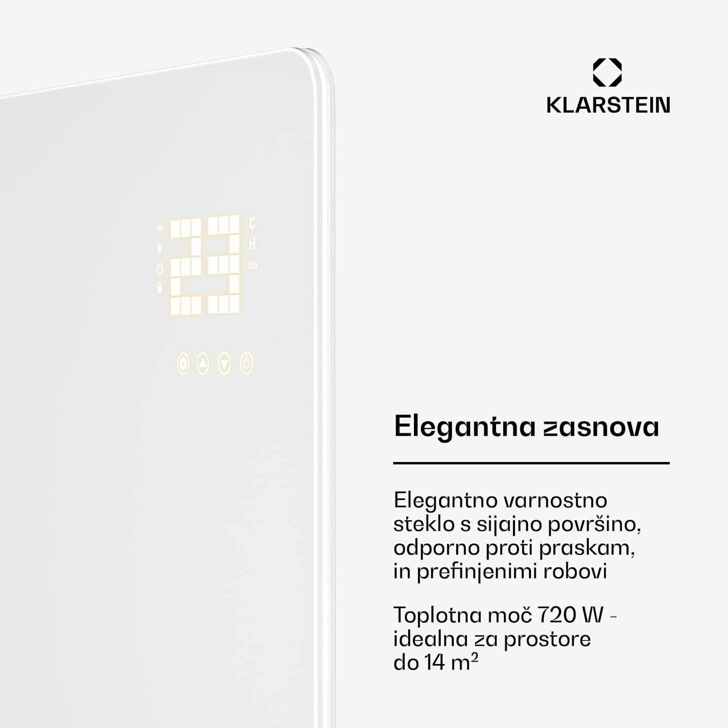 Wonderglass infrardeča plošča | 720 W | 8 - 15 m² | Moderna steklena zasnova | 120 cm x 68 cm 720 W | Bela
