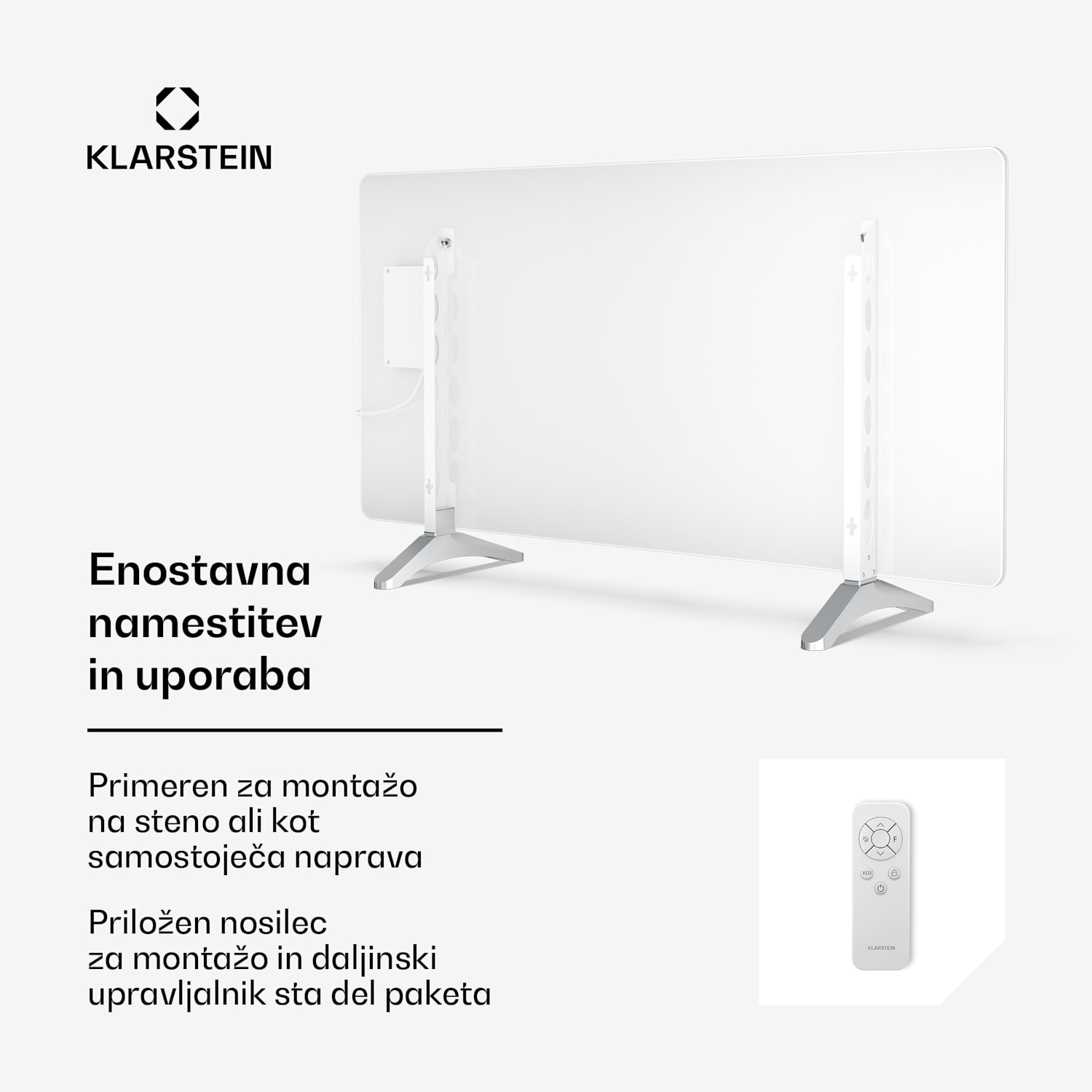 Wonderglass infrardeča plošča | 720 W | 8 - 15 m² | Moderna steklena zasnova | 120 cm x 68 cm 720 W | Bela