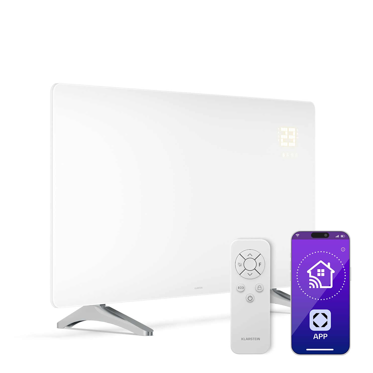 Wonderglass infracrvena ploča | 720 W | 8 - 15 m² | Moderan stakleni dizajn | 120 cm x 68 cm 720 W | Bijela