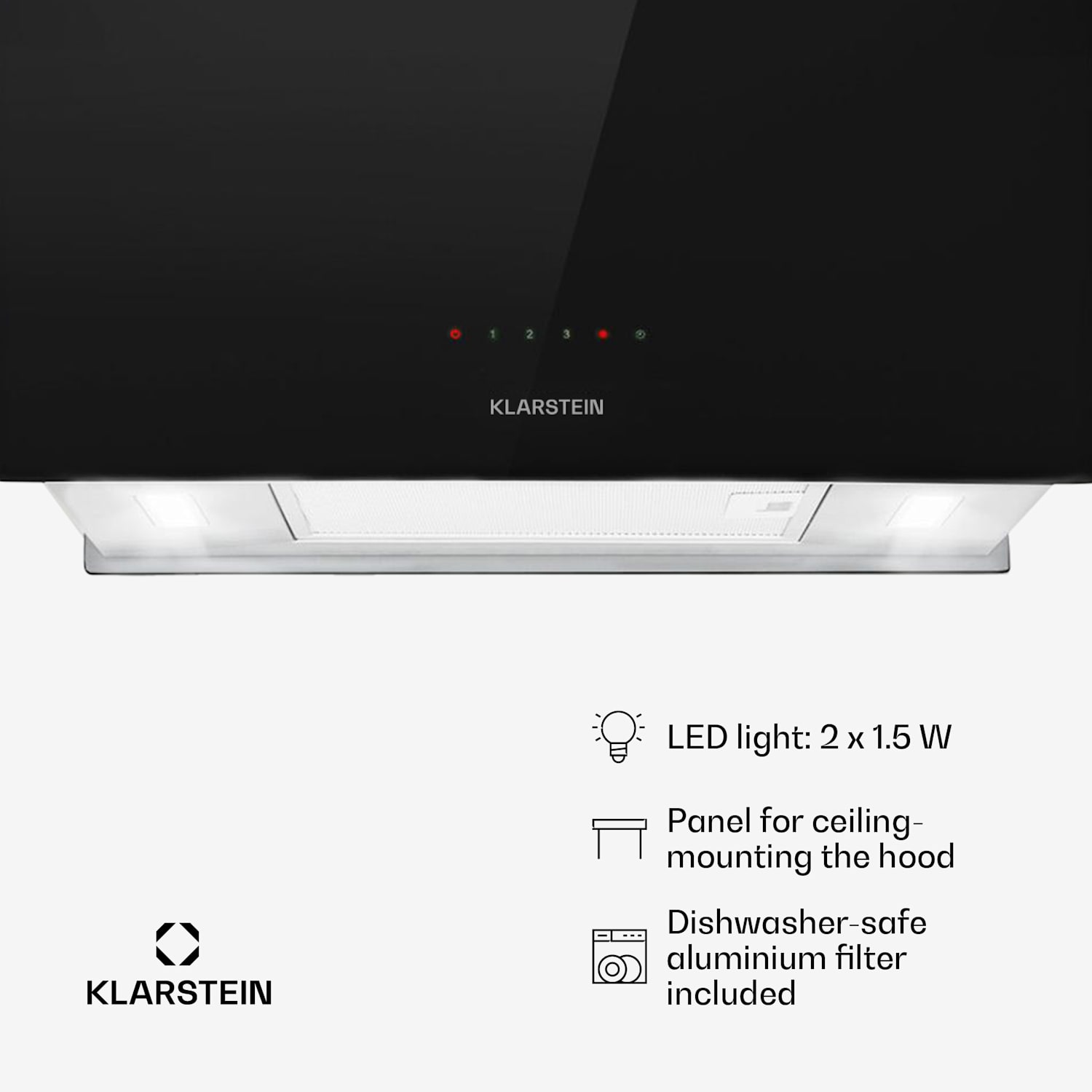 Kronleuchter L Island Exhaust Hood 60cm Exhaust Air: 590m³ / h LED Touch Black 60 cm | Black