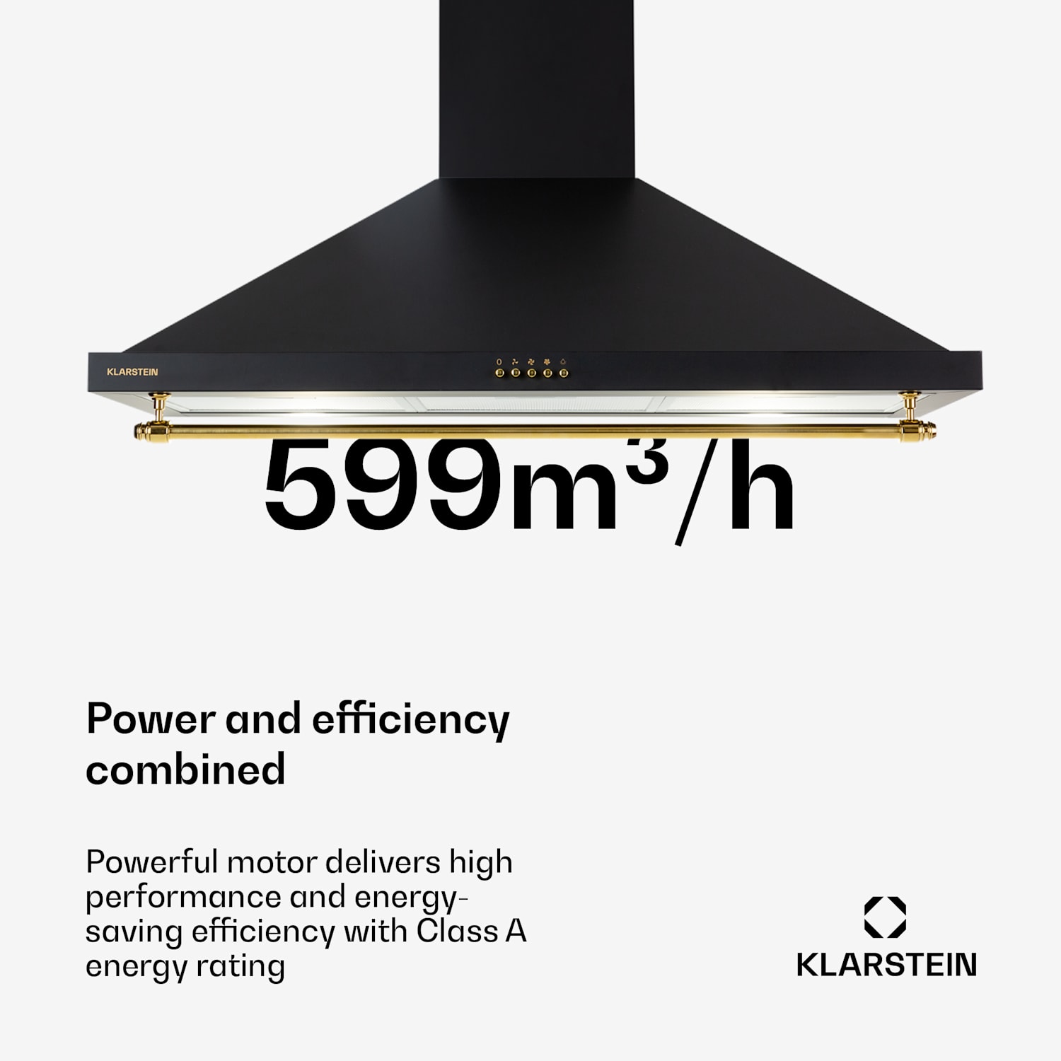 Montblanc 90 Cooker Hood 610m³/h 165W 2 x 1.5W LED Railing 90 cm | Black