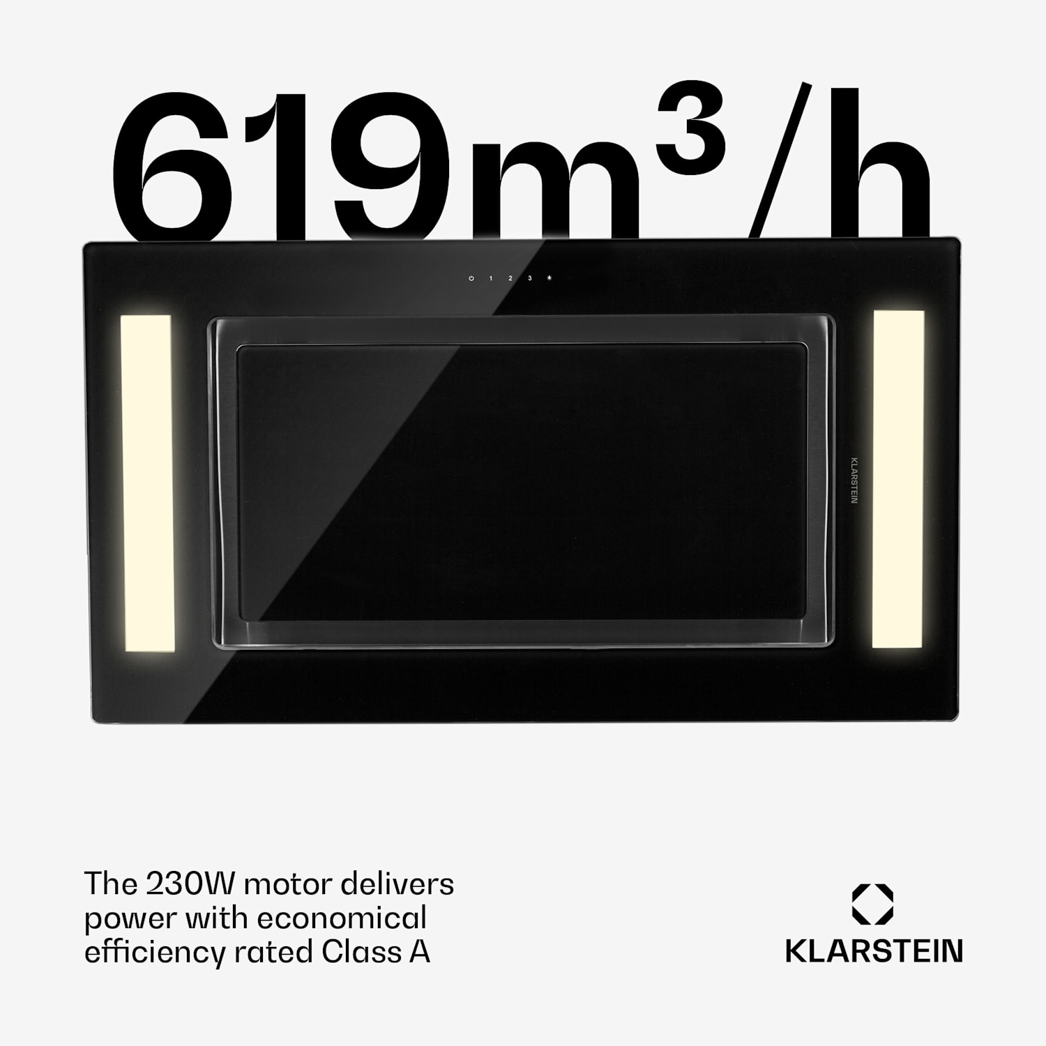 Remy ceiling hood 90 cm 619 m³/h 230W 3 levels remote control Black