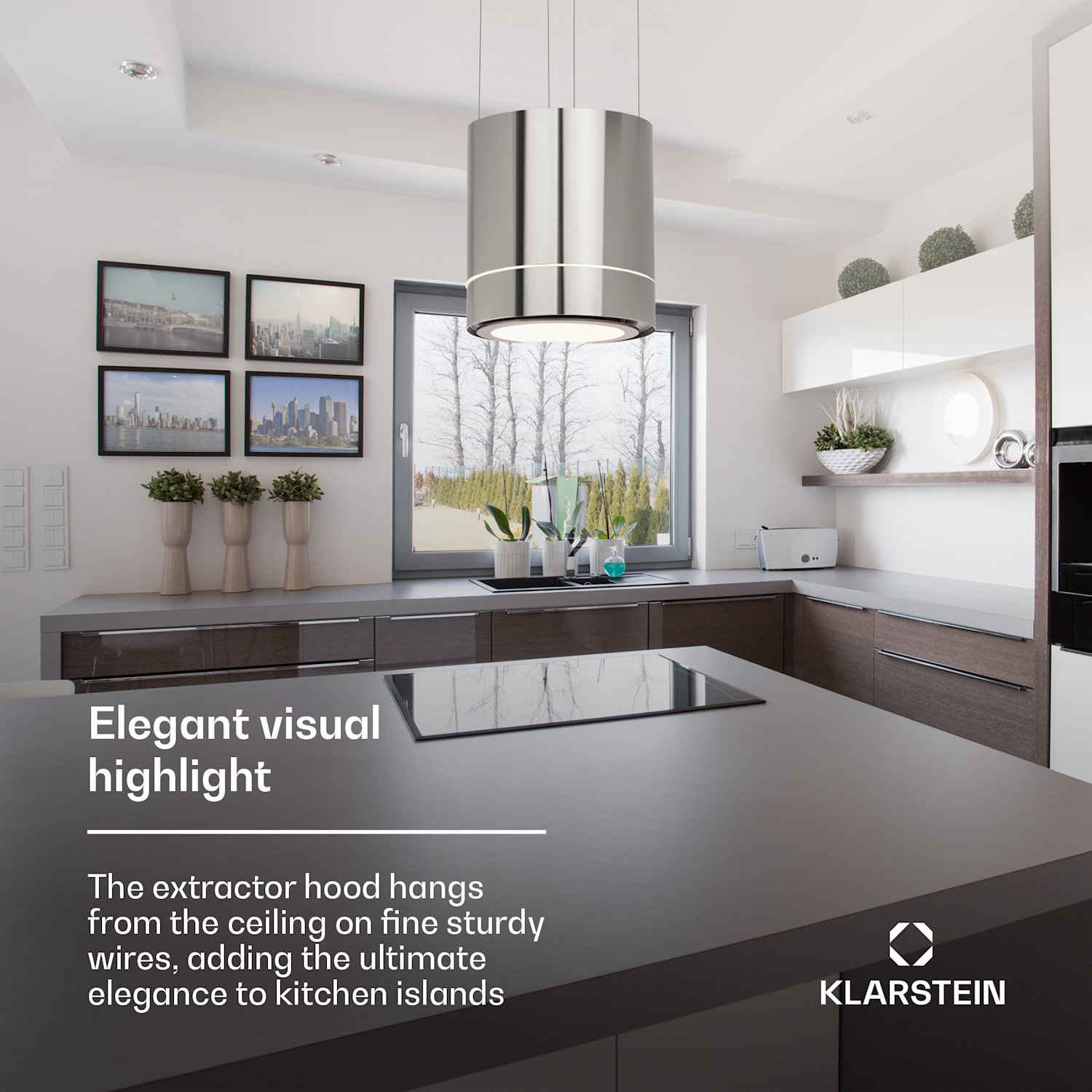 Tron Ambience Island Extractor Hood Ø38cm Convection 540m³ / h LED Stainless Steel Stainless Steel