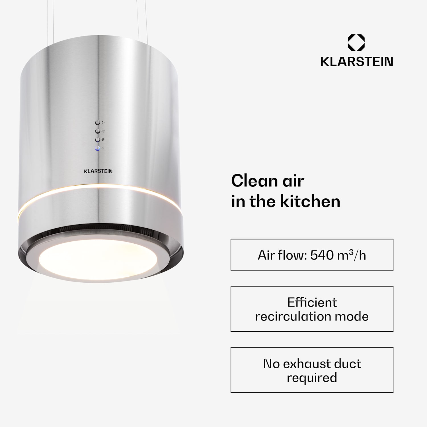 Tron Ambience Island Extractor Hood Ø38cm Convection 540m³ / h LED Stainless Steel Stainless Steel