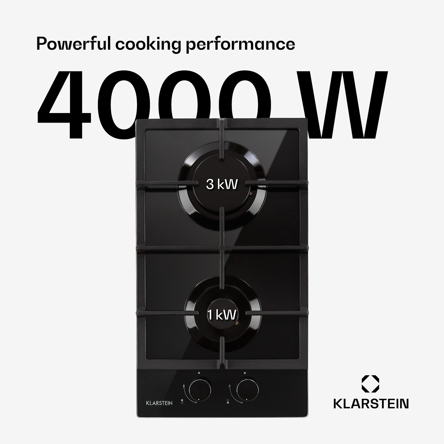 Ignito Domino Gas Hob 2-Burner Burner Glass Ceramic Black 30 cm | Black