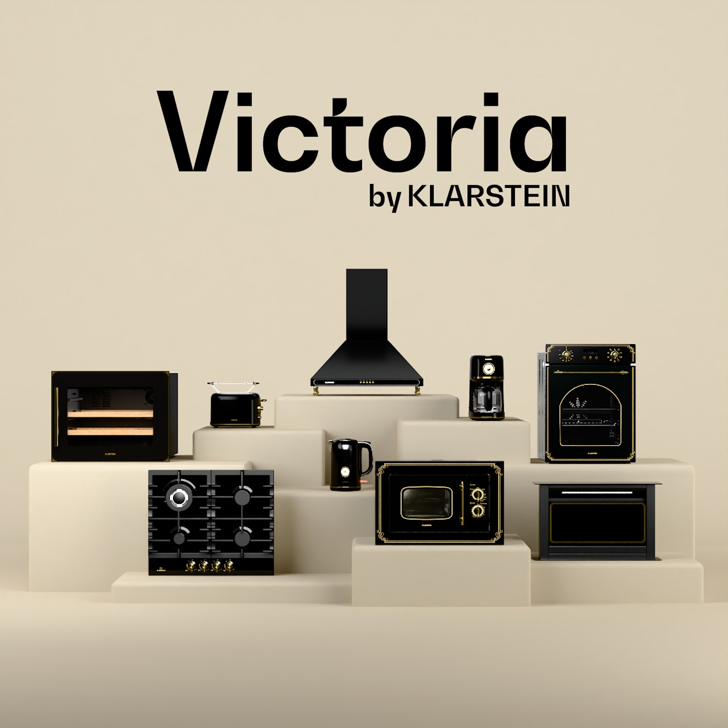 Victoria, 4-Zone Gas Hob, 4-Burner, Glass Ceramic, Black 60 cm | Black