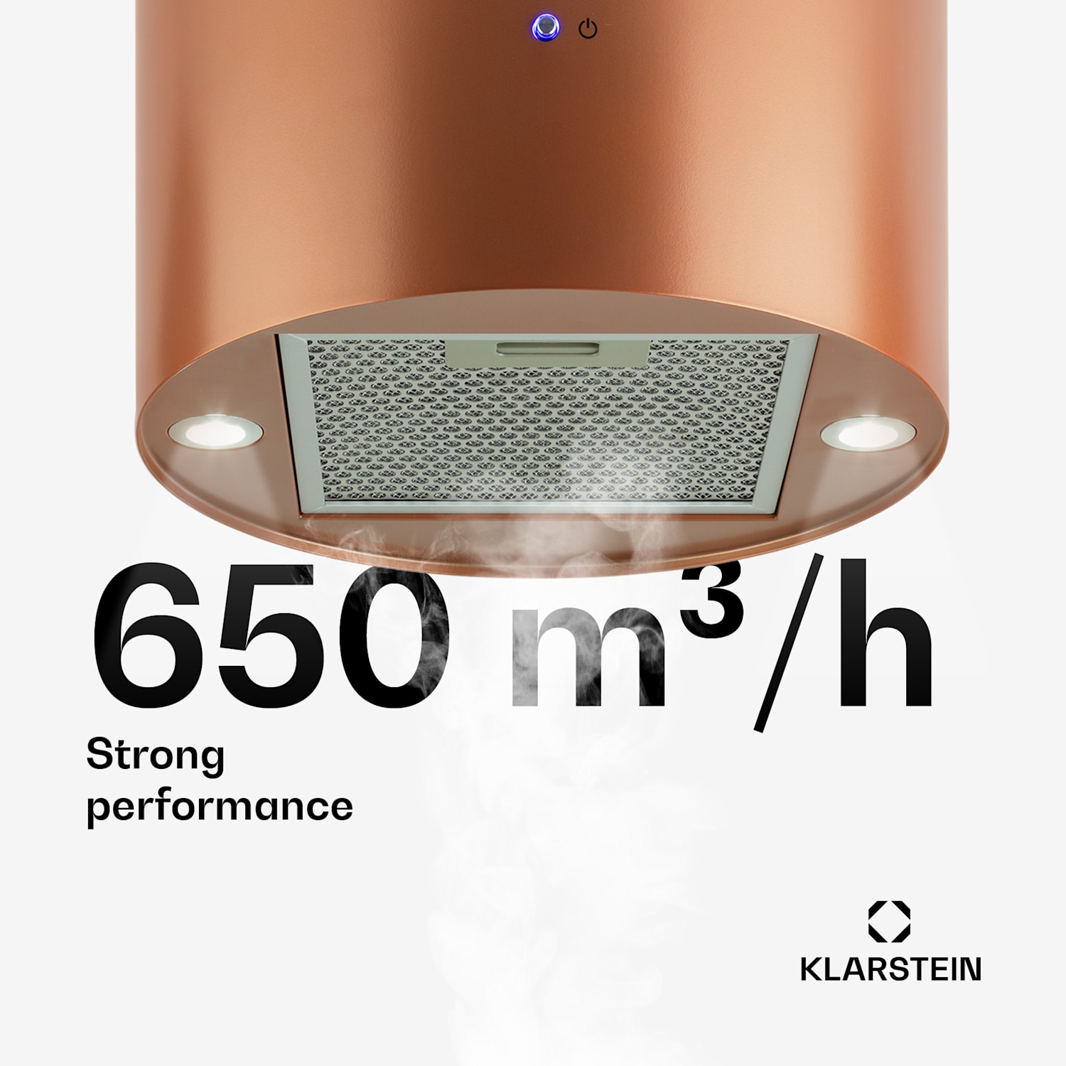 Beretta, Island Extractor Hood, Ø 35 cm, Exhaust / Circulating Air, 650m³ / h, LED, Copper Copper Metallic