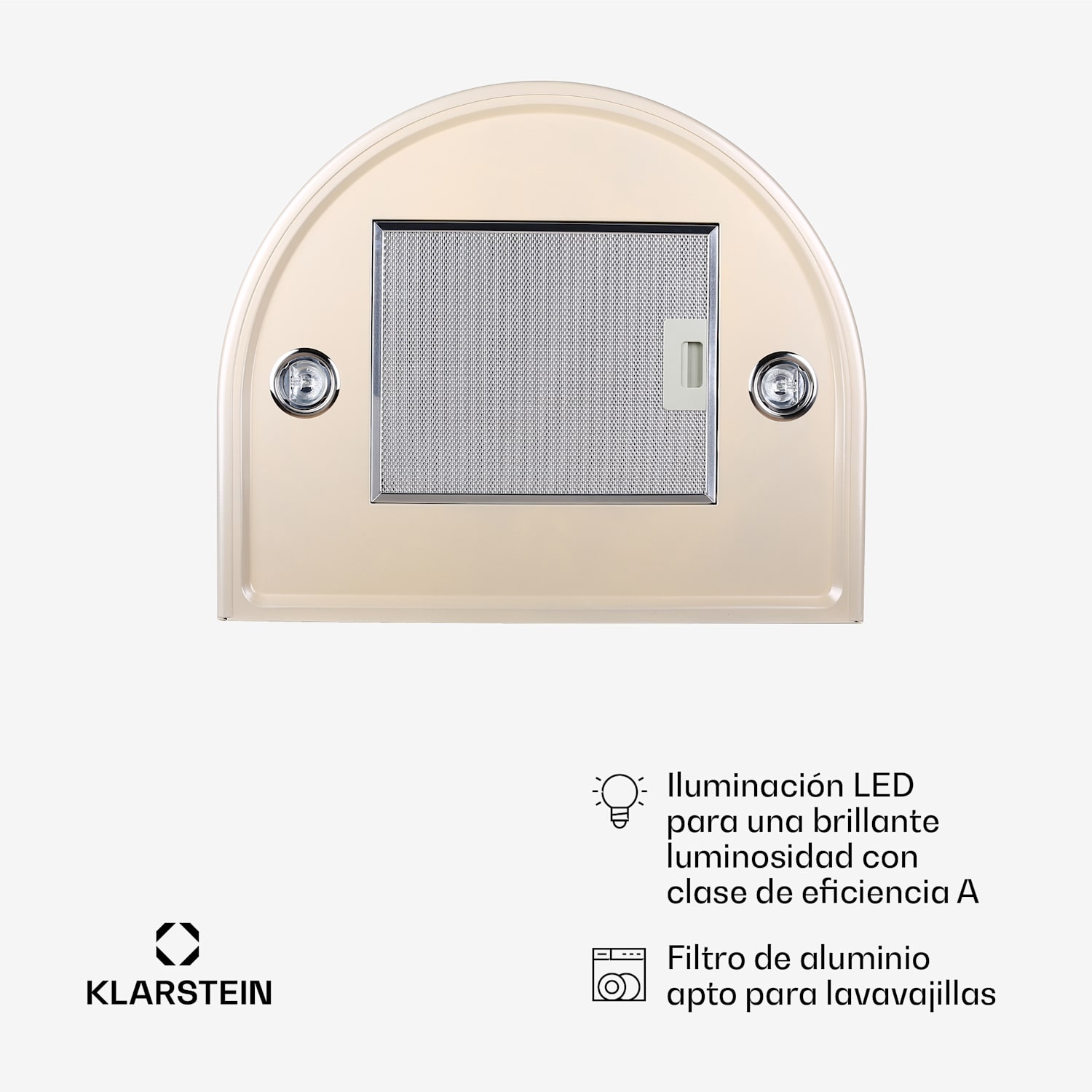 Campana extractora Lumio Primo Retro 60cm 490 m³/h Luces LED 490 m³ | Níquel Metálico