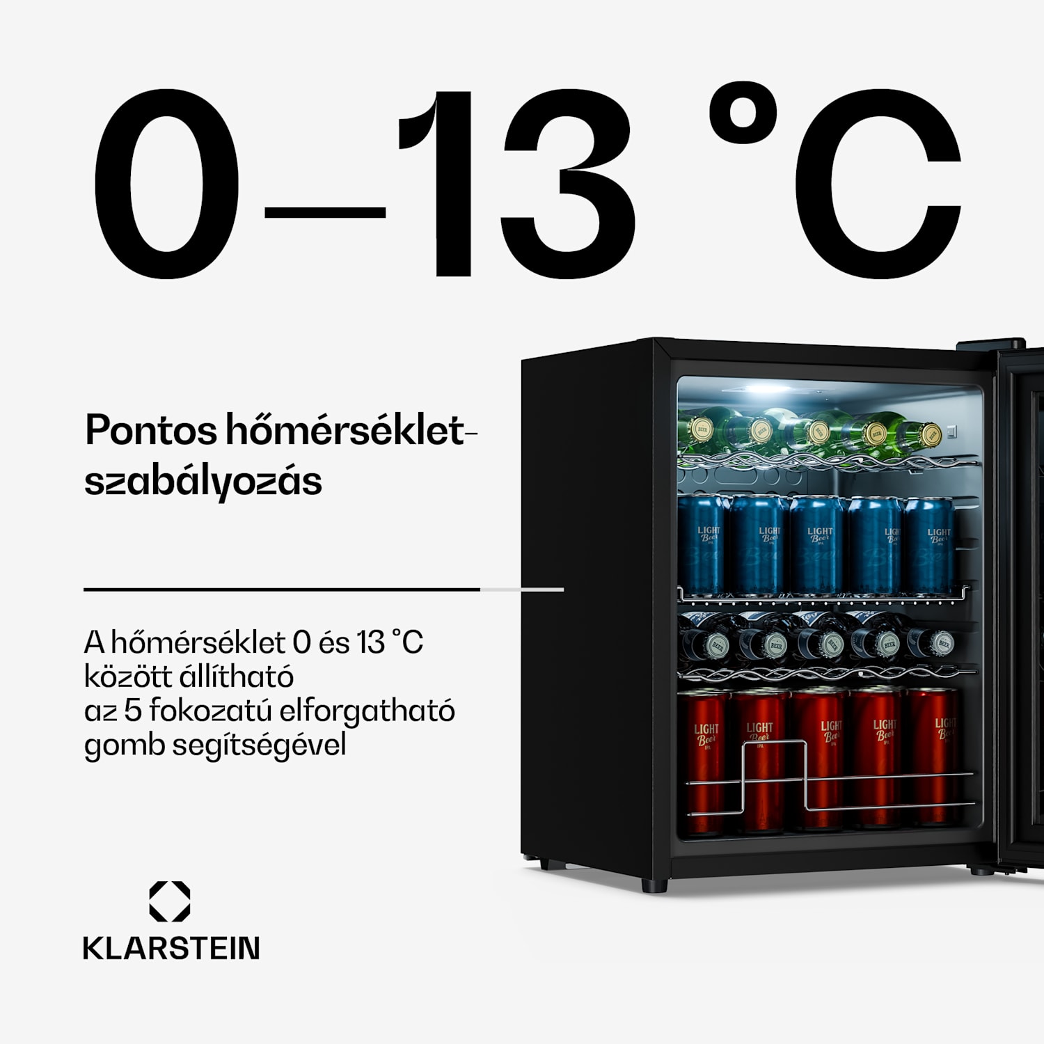 Beersafe italhűtő tükrös üvegajtóval | 64 x 48 cm | LED-es belső világítás 60_ltr | Fekete