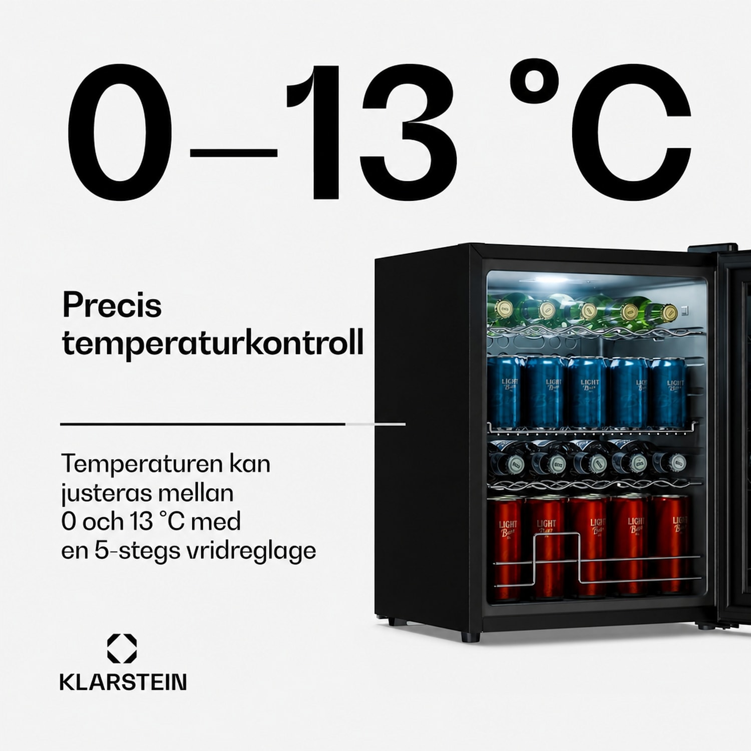 Beersafe dryckeskyl med spegelglasdörr | 64 x 48 cm | LED-inomhusbelysning 60 l | Svart