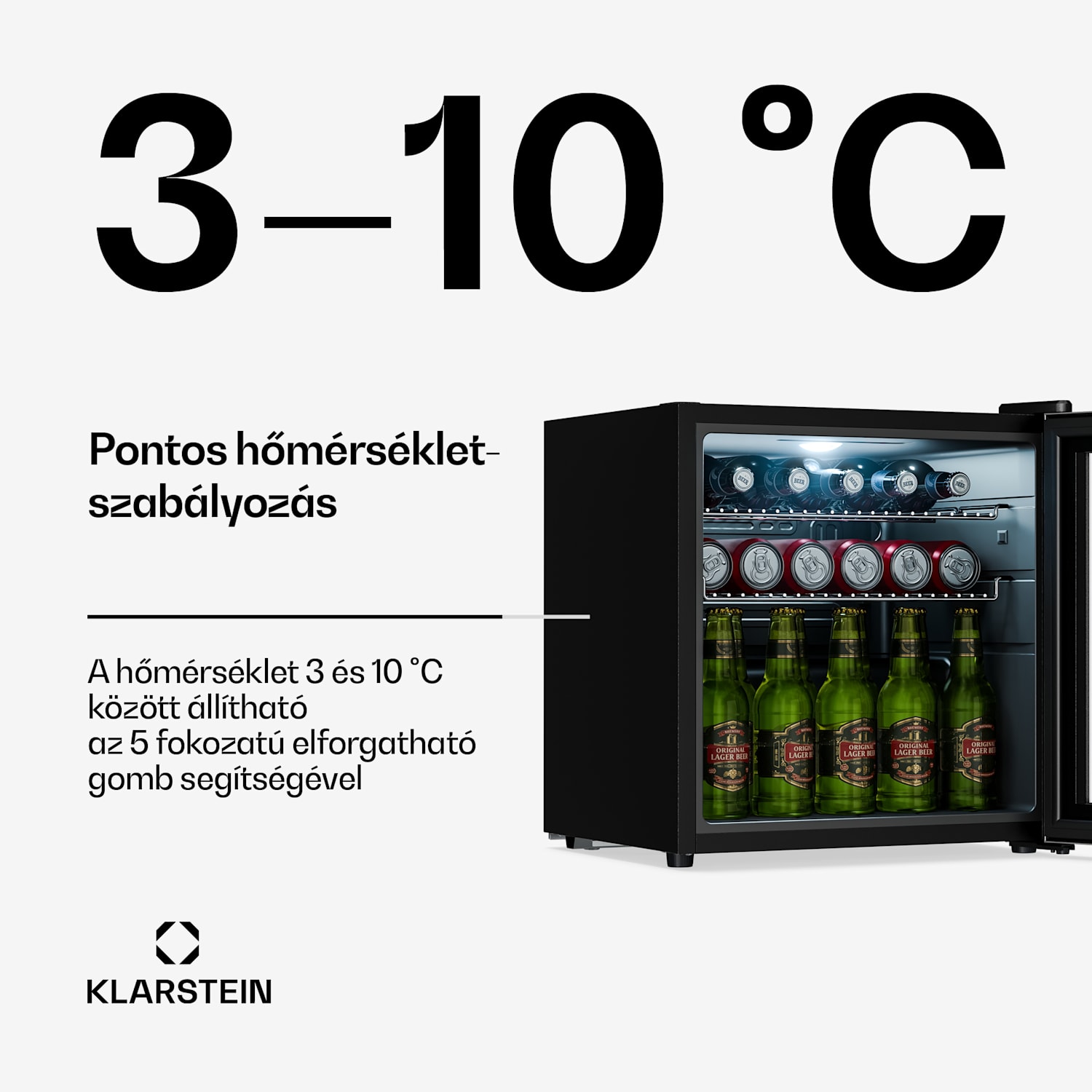 Beersafe italhűtő üvegajtóval | 44 x 48 cm | LED-es belső világítás | Ezüst 47 Ltr | Ezüst | Ezüst