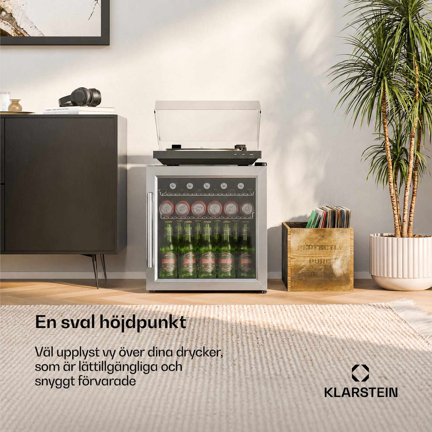 Beersafe dryckeskyl med glasdörr | 44 x 48 cm | LED-inomhusbelysning | Silver 47 L | E | Silver | Silver