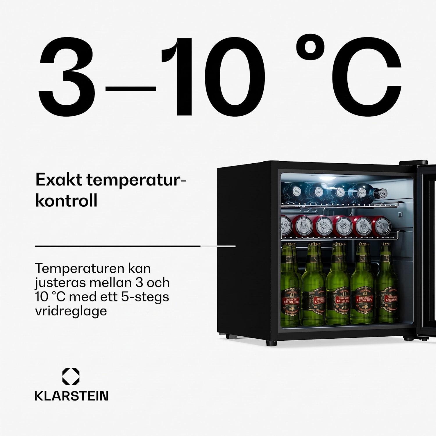 Beersafe dryckeskyl med glasdörr | 44 x 48 cm | LED-inomhusbelysning | Silver 47 L | E | Silver | Silver