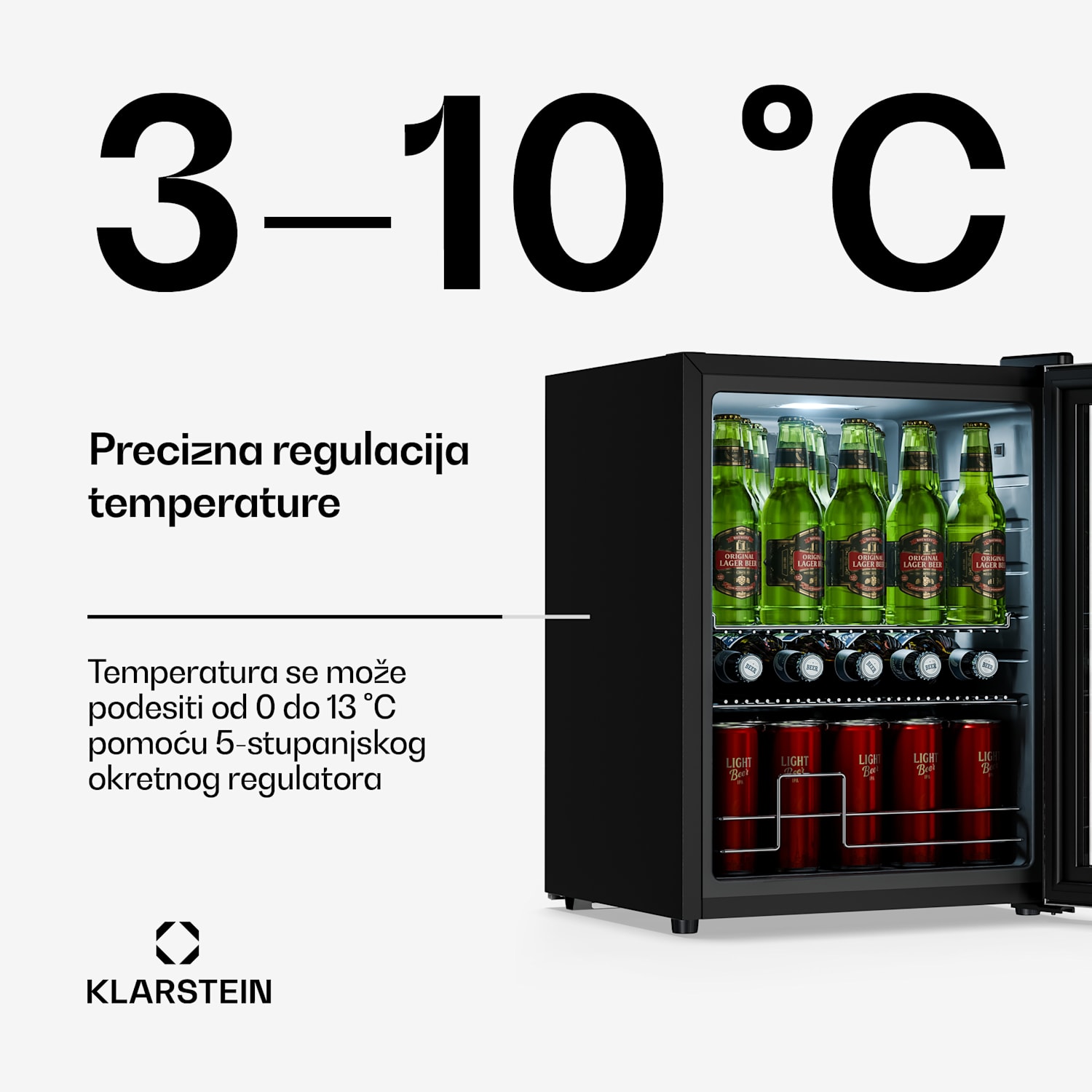 Hladnjak za pića Beersafe s vratima od zrcalnog stakla | 64 x 48 cm | Unutarnje LED osvjetljenje 60 Ltr | Srebro | Srebro