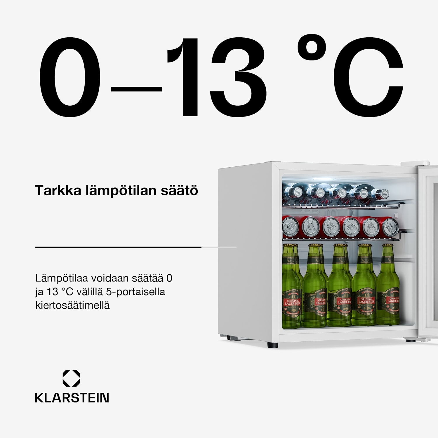 Beersafe juomajääkaappi peililasiluukulla | 44 x 48 cm | 85 W | 47 litraa | Valkoinen 47 l | Valkoinen