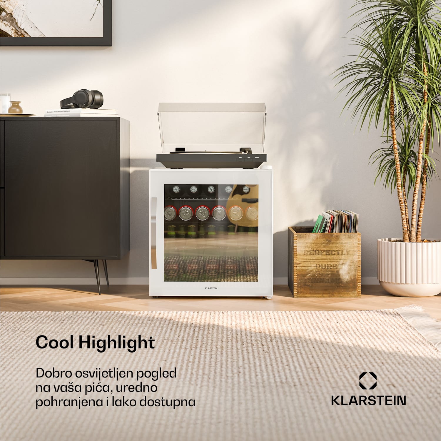 Hladnjak za pića Beersafe sa staklenim zrcalnim vratima | 44 x 48 cm | 47 litara | 85 W | Bijela 47 Ltr | Bijela