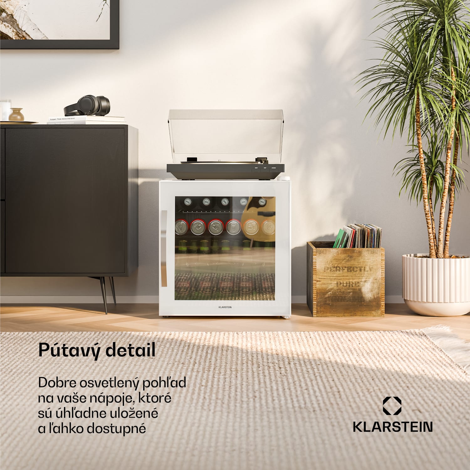 Beersafe chladnička na nápoje so zrkadlovými sklenenými dverami | 44 x 48 cm | 85 W | 47 litrov | Biela 47 litrov | Biela