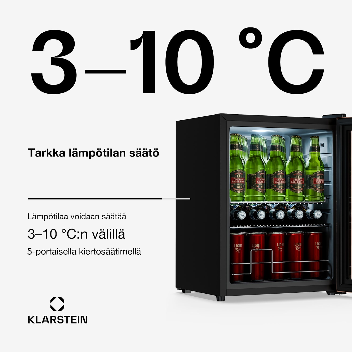 Beersafe juomajääkaappi lasiovella | 64 x 48 cm | 60 litraa | 85 W | Kupari/musta 60 l | Musta | Kupari Metallinen