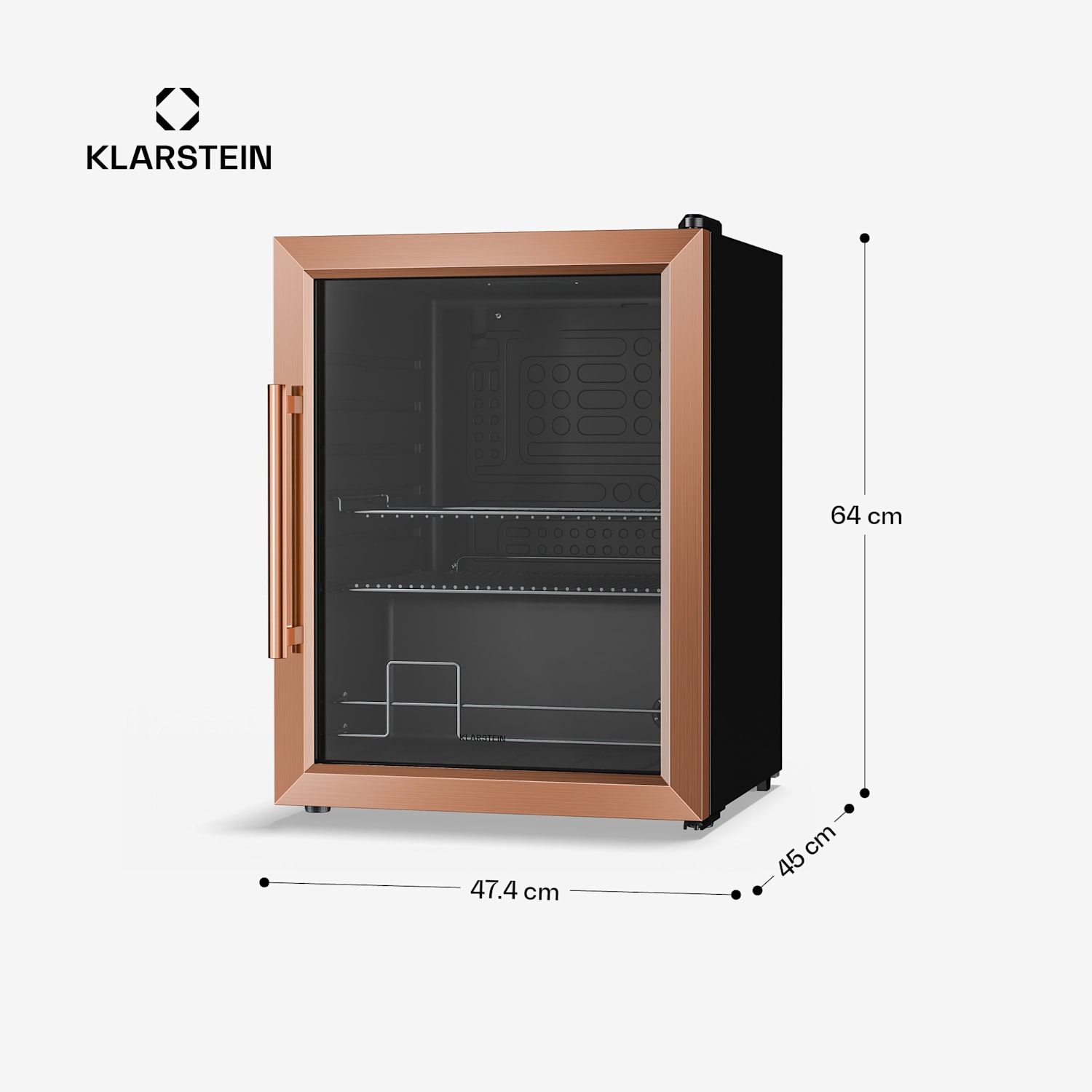 Beersafe nevera para bebidas con puerta de cristal | 64 x 48 cm | 60 litros | 85 W | Cobre/Negro 60 L | Cobre Metálico | Negro