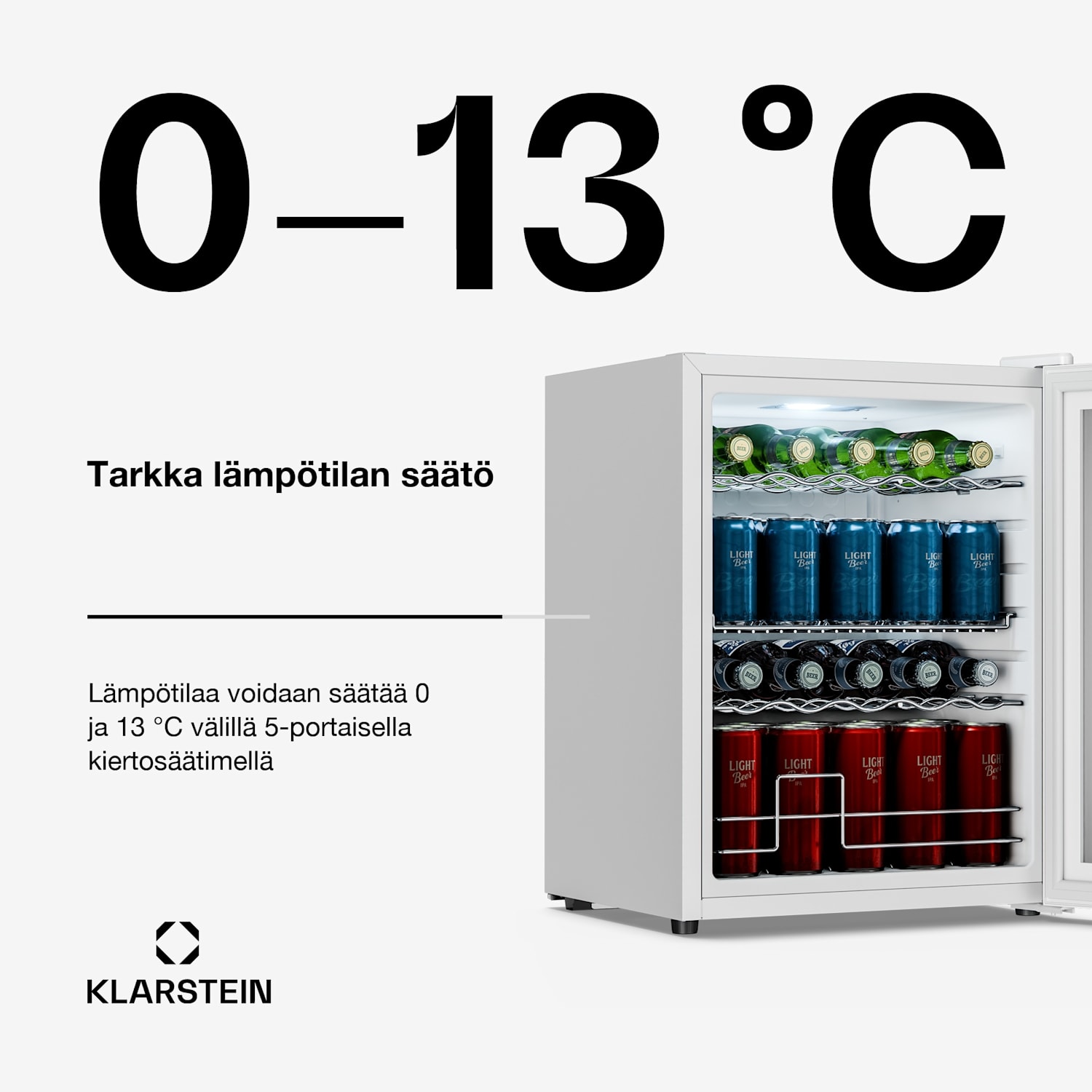 Beersafe juomajääkaappi peililasilla | 64 x 48 cm | 85 W | 60 litraa | Valkoinen 60 L | Valkoinen