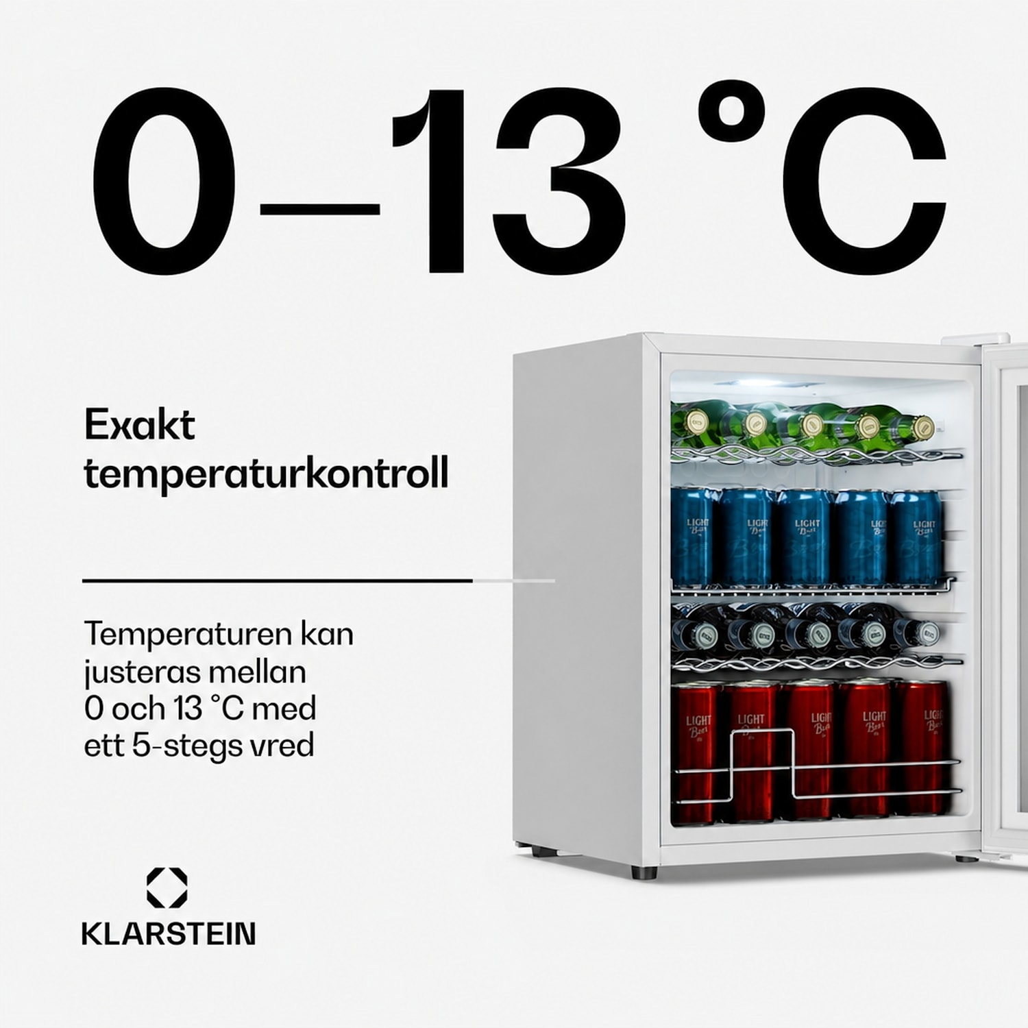 Beersafe dryckeskyl med spegelglasdörr | 64 x 48 cm | 85 W | 60 liter | Vit 60 L | Vit